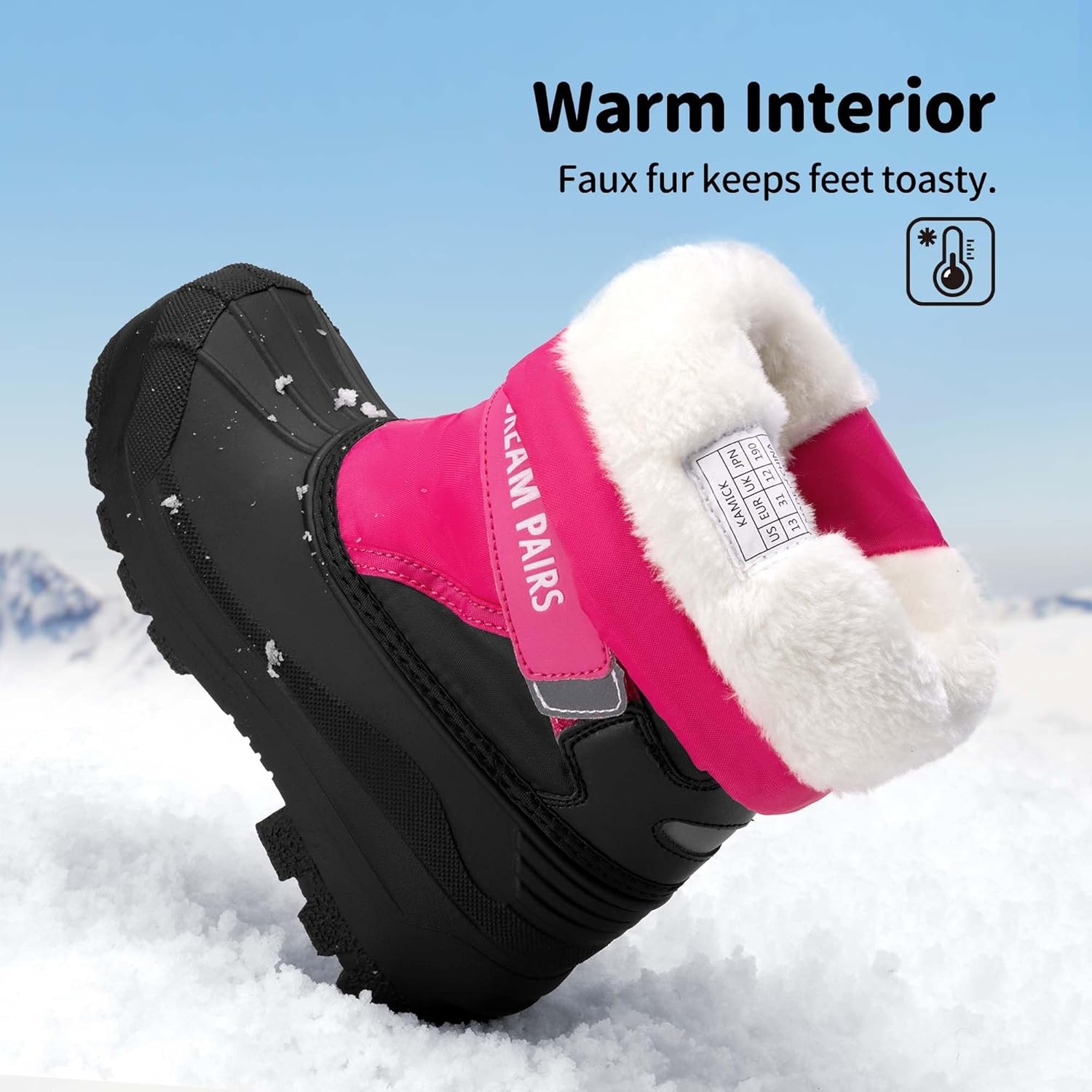 image:imageDREAM PAIRS Boys amp Girls Mid Calf WaterResistant Winter Snow Boots for ToddlerLittleBig KidHot Pink