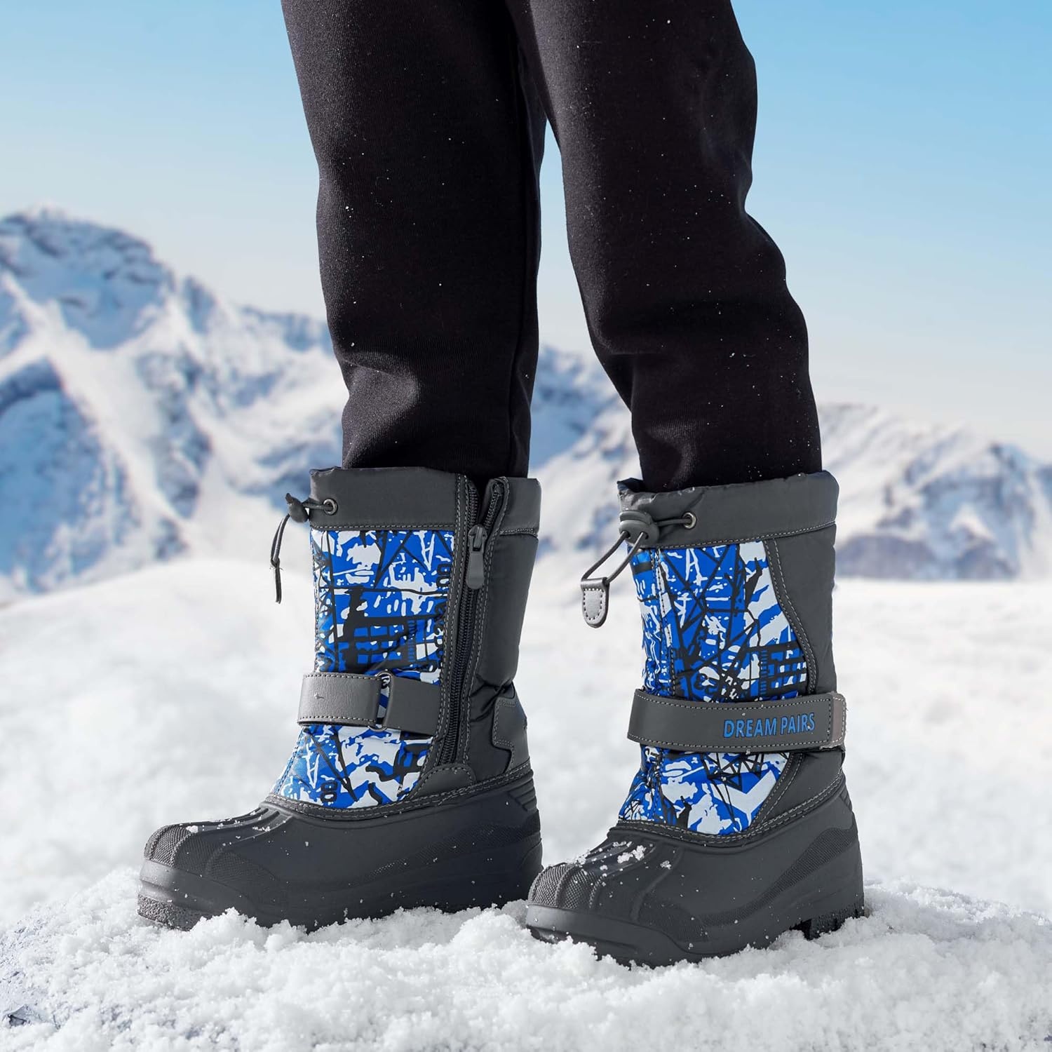 image:imageDREAM PAIRS Boys amp Girls Mid Calf WaterResistant Winter Snow Boots for ToddlerLittleBig KidNavy