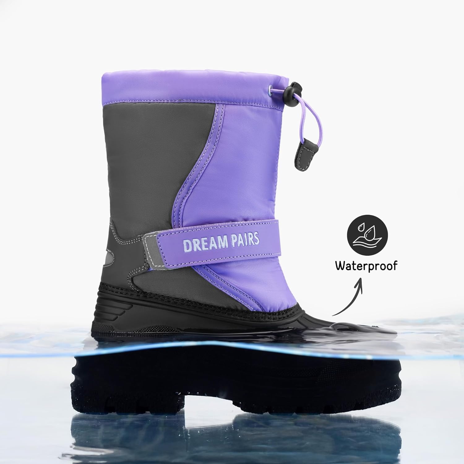 image:imageDREAM PAIRS Boys amp Girls Mid Calf WaterResistant Winter Snow Boots for ToddlerLittleBig KidPurpleGrey