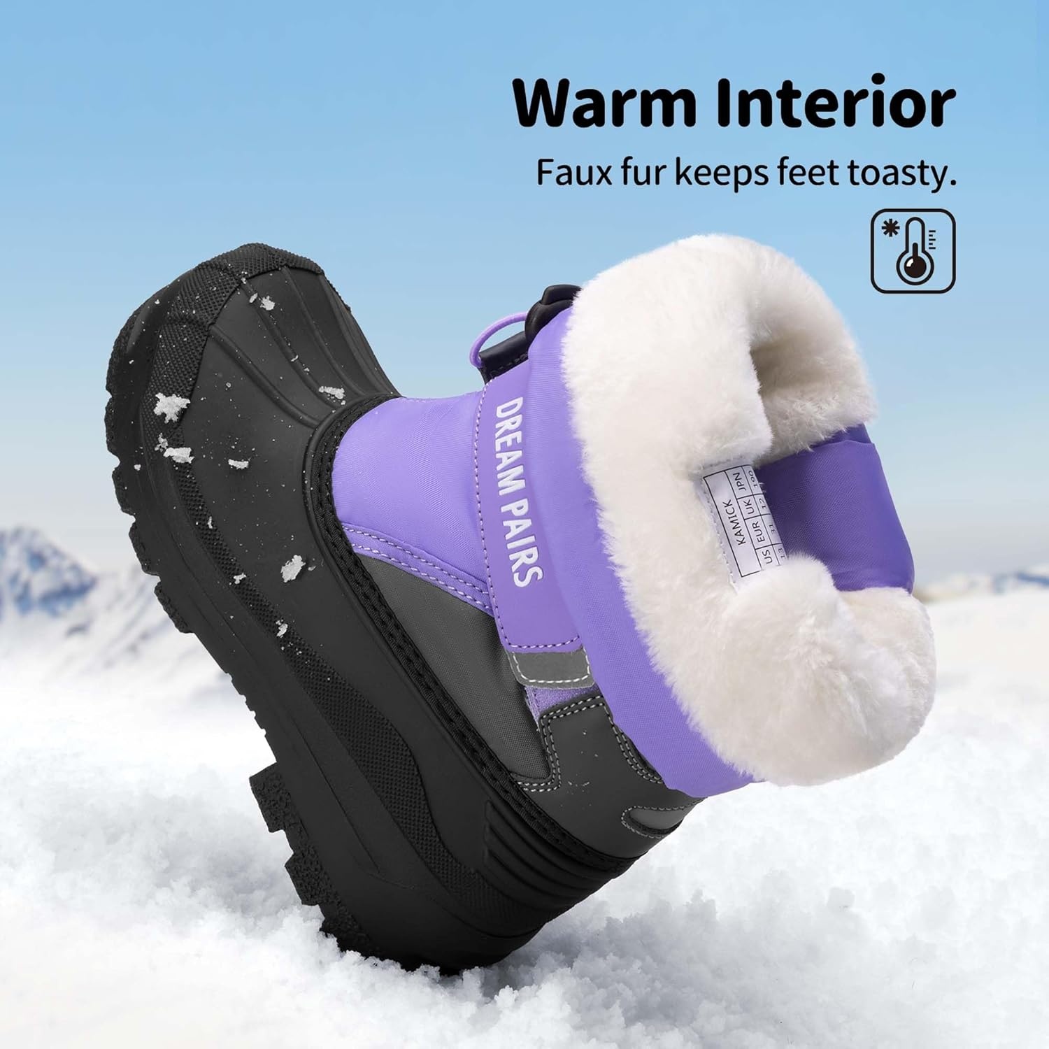 image:imageDREAM PAIRS Boys amp Girls Mid Calf WaterResistant Winter Snow Boots for ToddlerLittleBig KidPurpleGrey