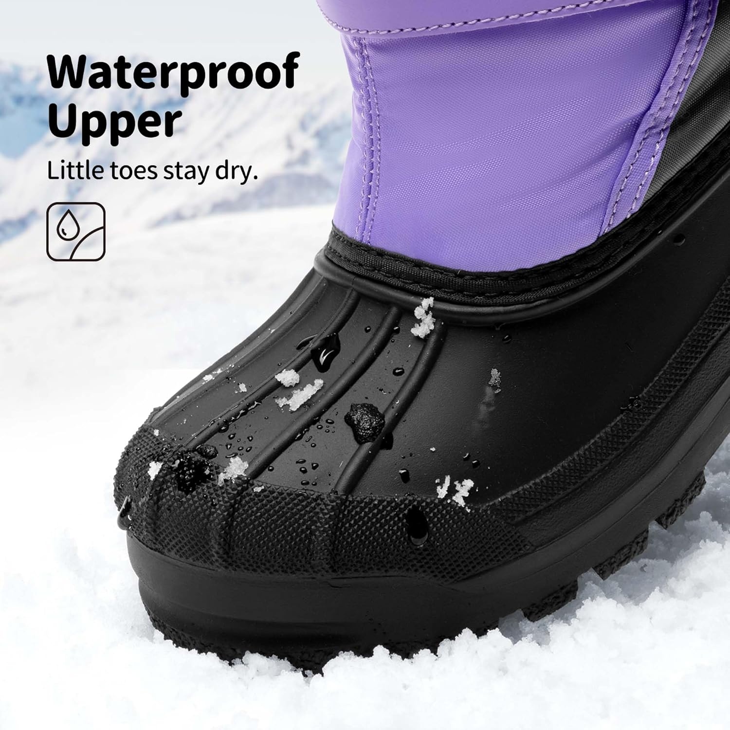 image:imageDREAM PAIRS Boys amp Girls Mid Calf WaterResistant Winter Snow Boots for ToddlerLittleBig KidPurpleGrey