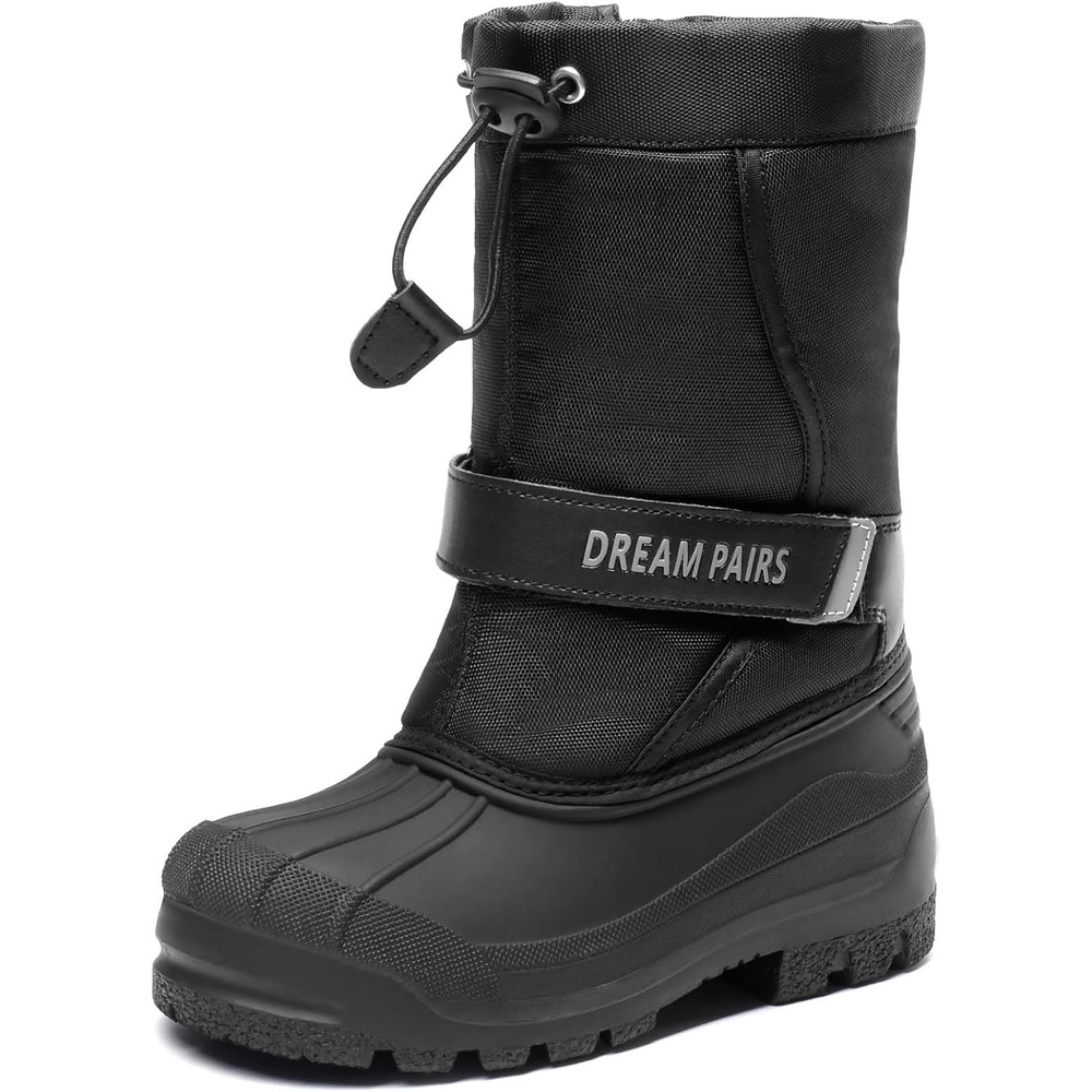 image:imageDREAM PAIRS Boys amp Girls Mid Calf WaterResistant Winter Snow Boots for ToddlerLittleBig KidBlack