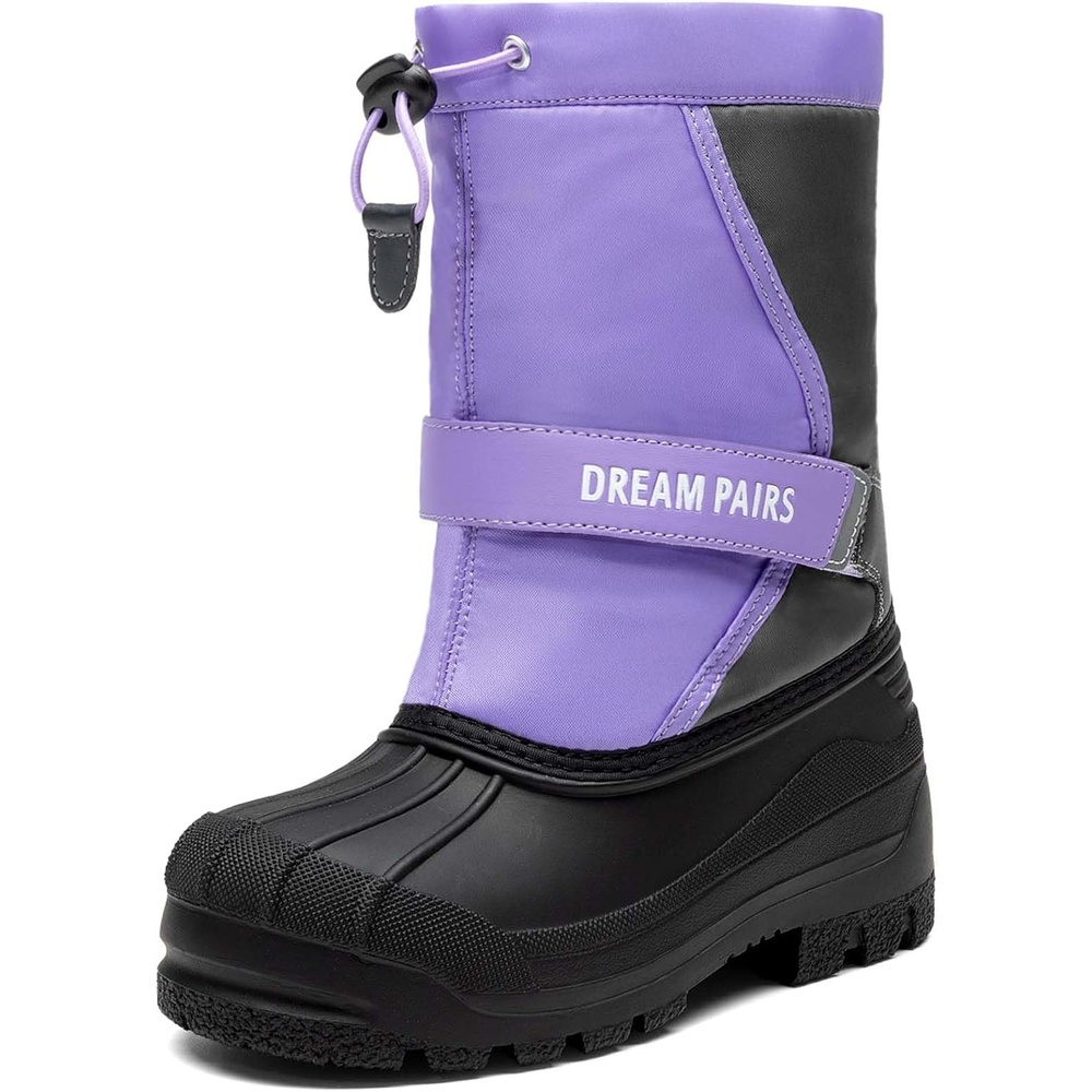 image:imageDREAM PAIRS Boys amp Girls Mid Calf WaterResistant Winter Snow Boots for ToddlerLittleBig KidPurpleGrey