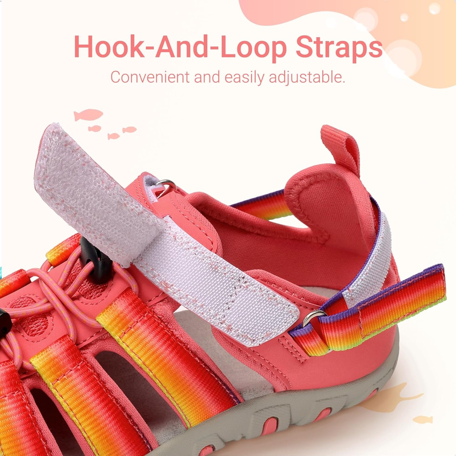 image:imageDREAM PAIRS Boys Girls Outdoor Athletic Sport Sandals Summer Hiking Beach Water Casual Closed Toe Rainbow Multicolor for ToddlerLittleBig KidsRedRainbow
