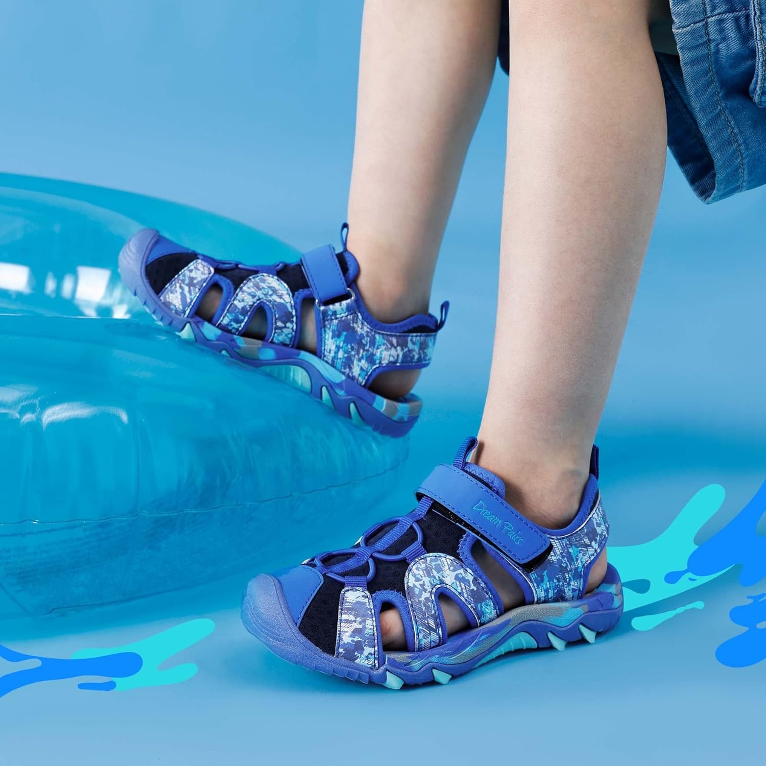 image:imageDREAM PAIRS Boys Girls Summer Outdoor Athletic Water Sport Sandals for ToddlerLittleBig KidRoyal Blue