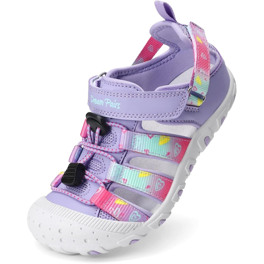 image:imageDREAM PAIRS Boys Girls Outdoor Athletic Sport Sandals Summer Hiking Beach Water Casual Closed Toe Rainbow Multicolor for ToddlerLittleBig KidsPurple