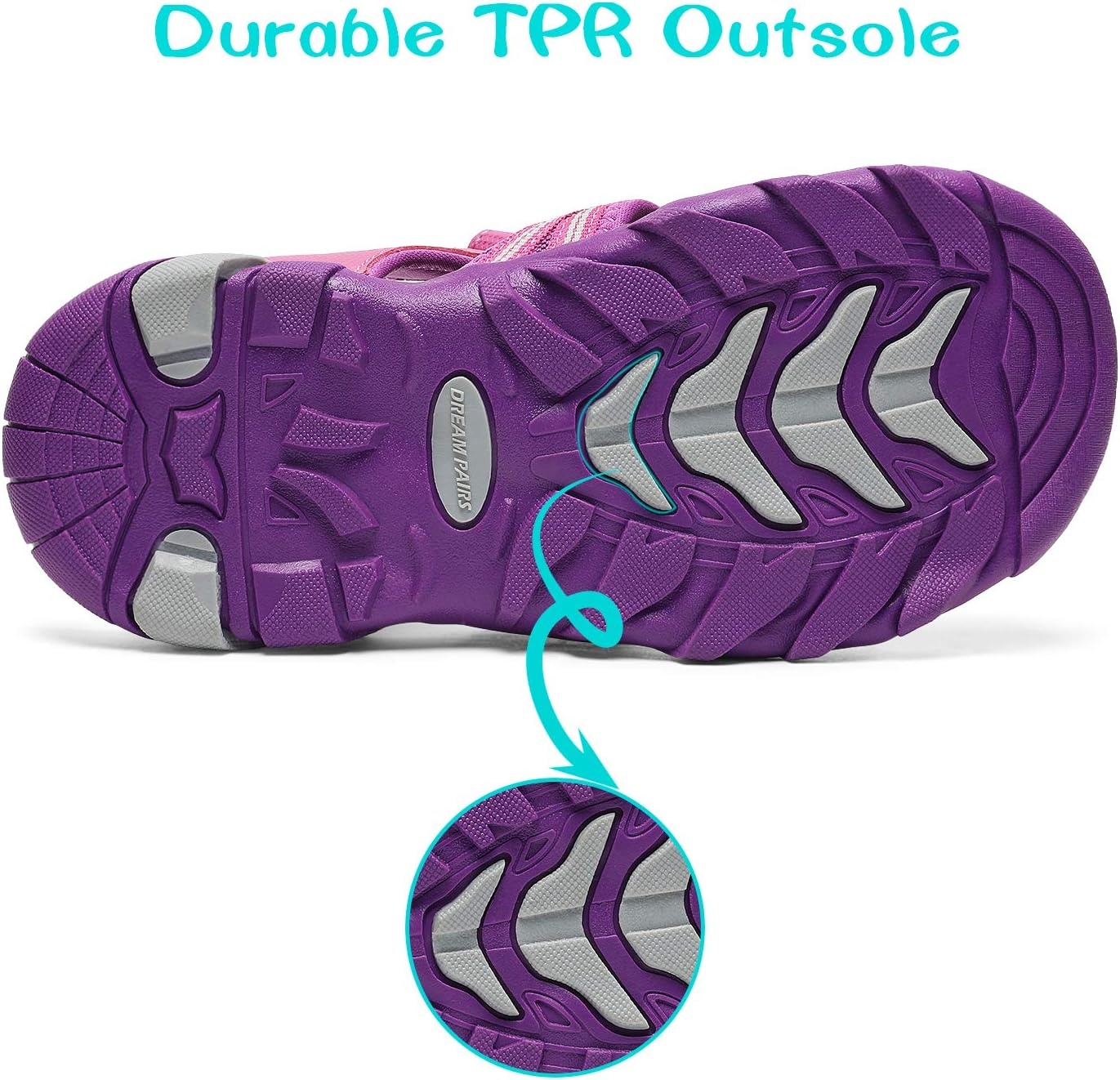 image:imageDREAM PAIRS Boys Girls Outdoor Summer Water Sport Athletic Sandals for ToddlerLittleBig KidFuchsiaLightGrey