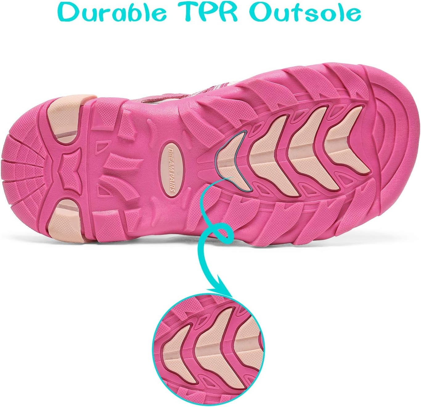 image:imageDREAM PAIRS Boys Girls Outdoor Summer Water Sport Athletic Sandals for ToddlerLittleBig KidFuchsiaShellPink