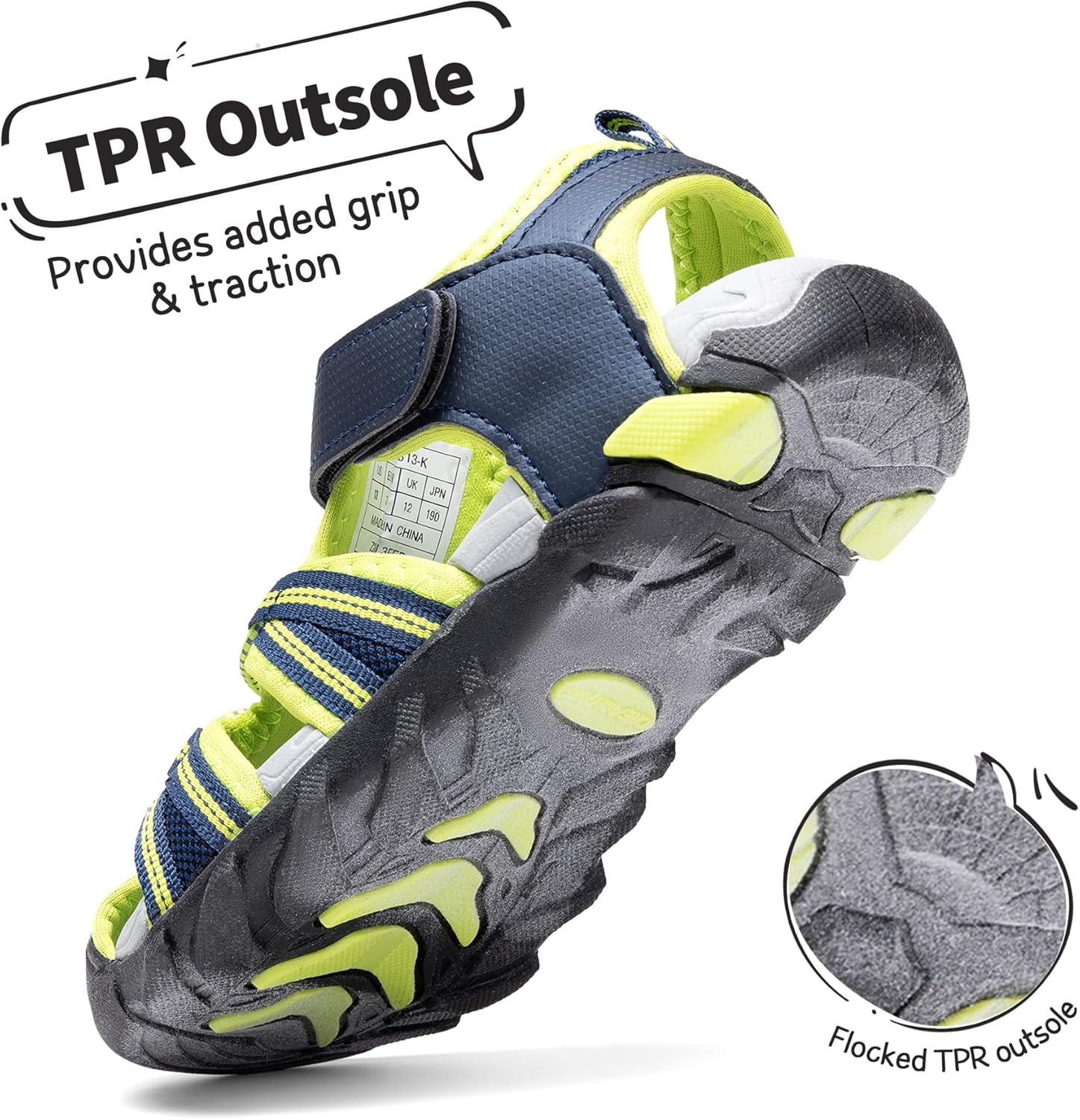 image:imageDREAM PAIRS Boys Girls Outdoor Summer Water Sport Athletic Sandals for ToddlerLittleBig KidNavyNeon Green