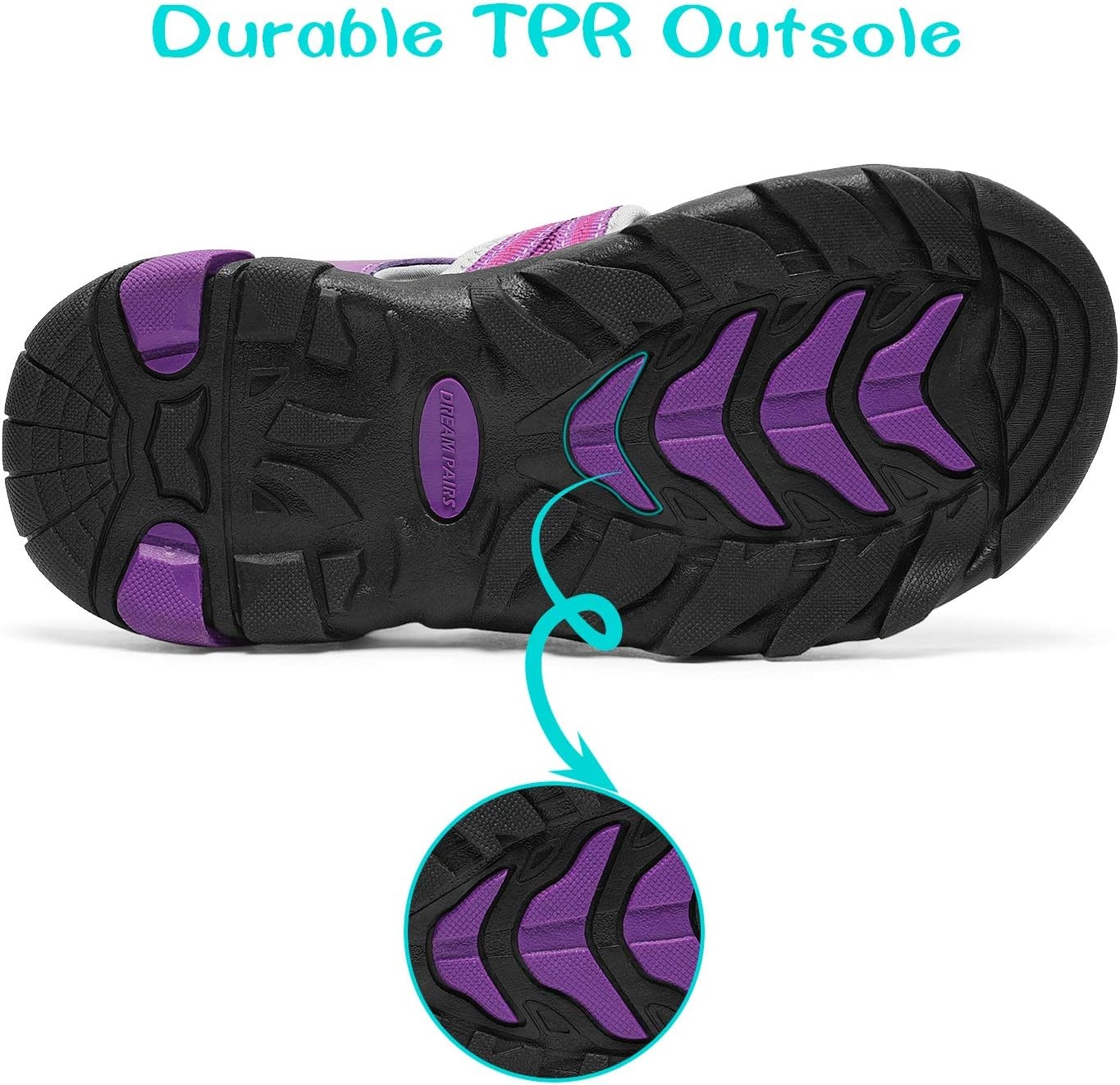 image:imageDREAM PAIRS Boys Girls Outdoor Summer Water Sport Athletic Sandals for ToddlerLittleBig KidPurpleFuchsiaLightGrey