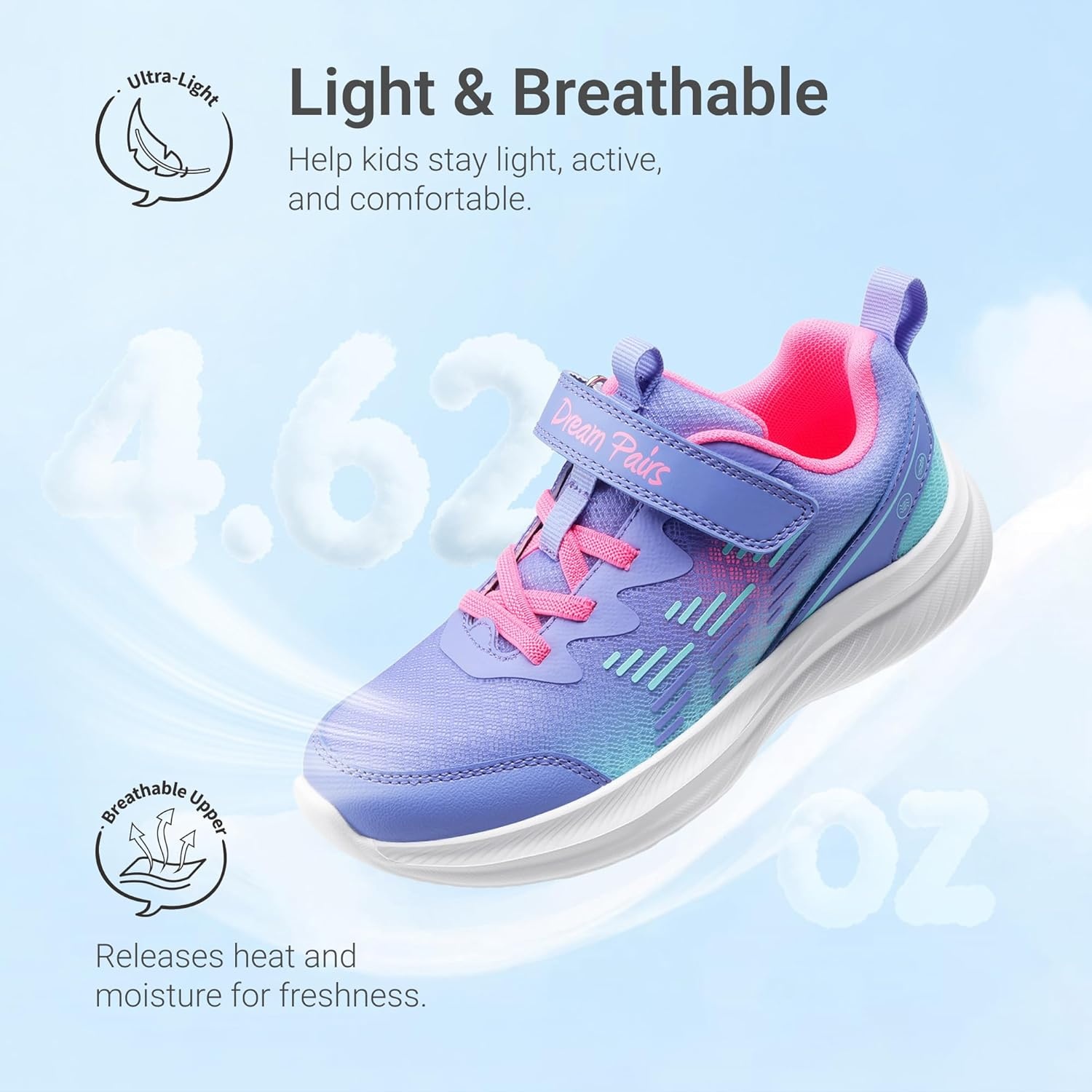 image:imageDREAM PAIRS Boys Girls Shoes Kids Tennis Running Gym Athletic Sneakers Breathable Lightweight for Little Big KidBlueLight Green