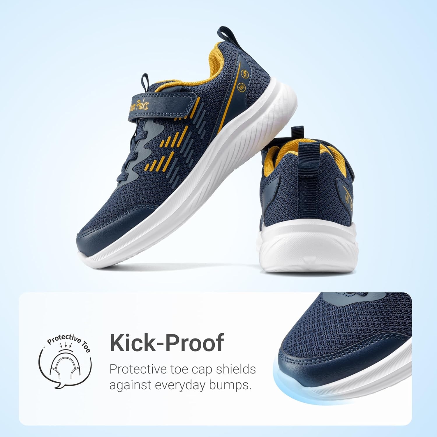 image:imageDREAM PAIRS Boys Girls Shoes Kids Tennis Running Gym Athletic Sneakers Breathable Lightweight for Little Big KidDark BlueYellow