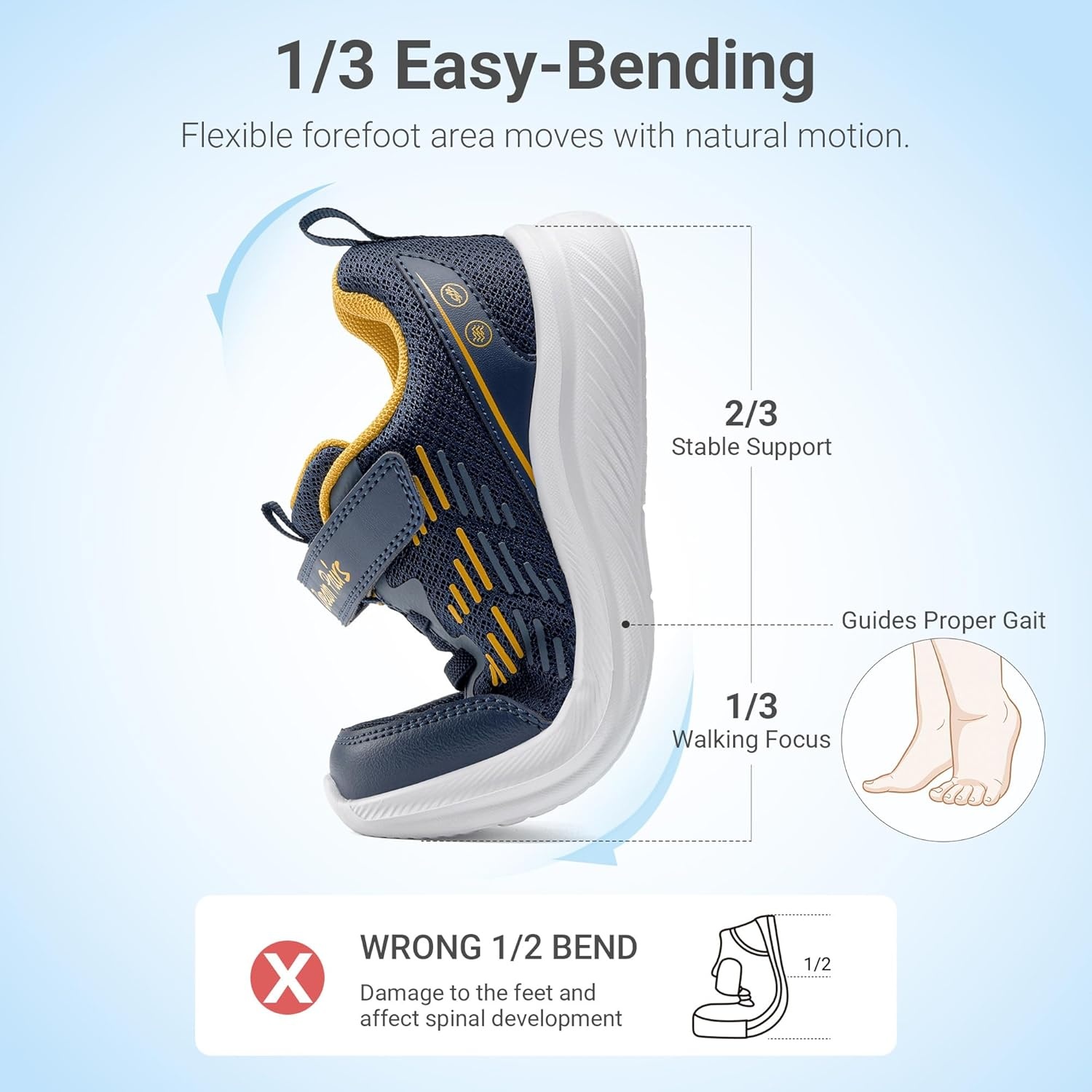 image:imageDREAM PAIRS Boys Girls Shoes Kids Tennis Running Gym Athletic Sneakers Breathable Lightweight for Little Big KidDark BlueYellow