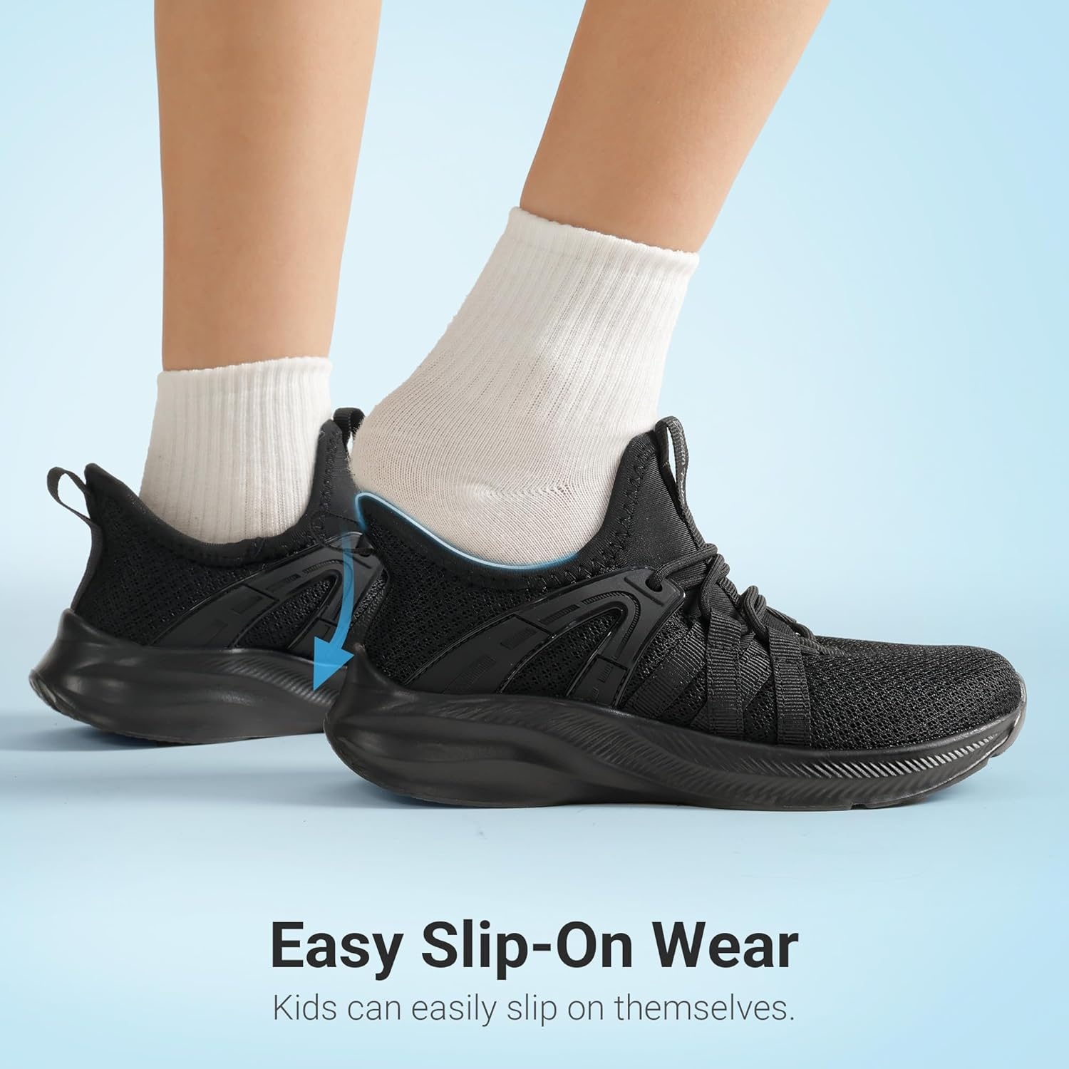 image:imageDREAM PAIRS Boys Girls Slip on Sneakers Kids Tennis Athletic Running Walking Breathable Lightweight School Gym ShoesAll Black
