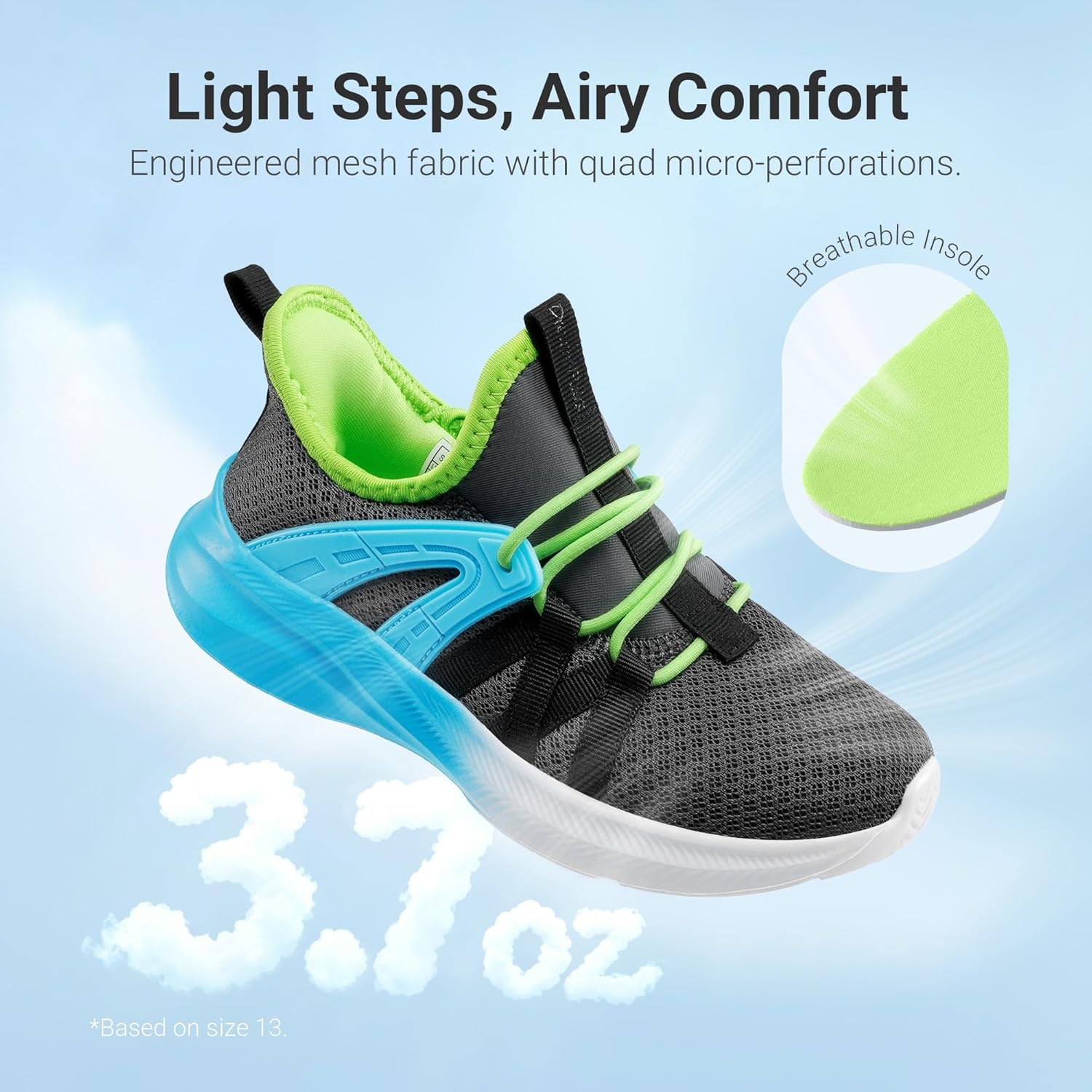 image:imageDREAM PAIRS Boys Girls Slip on Sneakers Kids Tennis Athletic Running Walking Breathable Lightweight School Gym ShoesDark GreyBlue