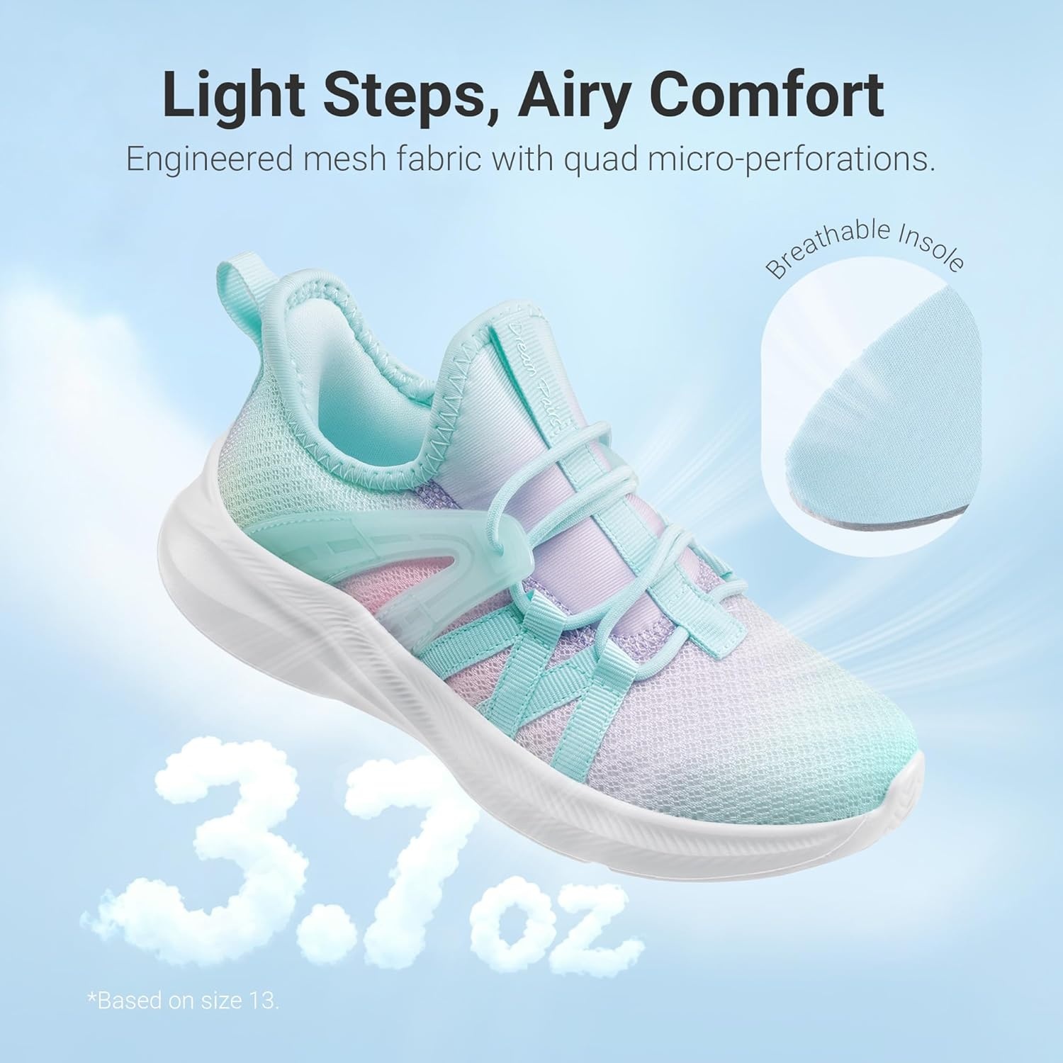 image:imageDREAM PAIRS Boys Girls Slip on Sneakers Kids Tennis Athletic Running Walking Breathable Lightweight School Gym ShoesRainbow