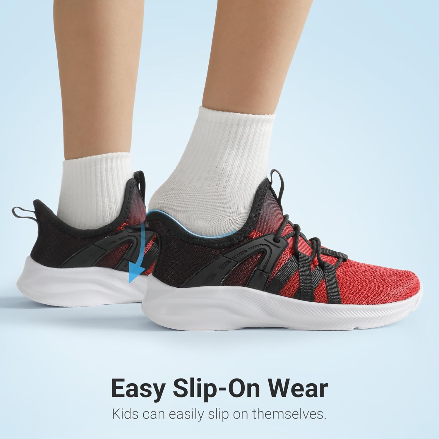 image:imageDREAM PAIRS Boys Girls Slip on Sneakers Kids Tennis Athletic Running Walking Breathable Lightweight School Gym ShoesRedBlack