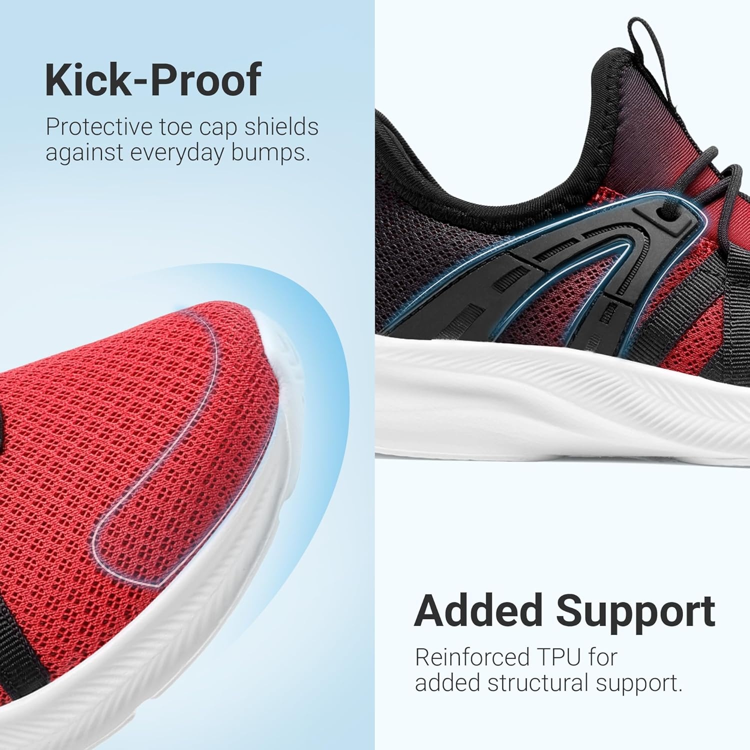 image:imageDREAM PAIRS Boys Girls Slip on Sneakers Kids Tennis Athletic Running Walking Breathable Lightweight School Gym ShoesRedBlack