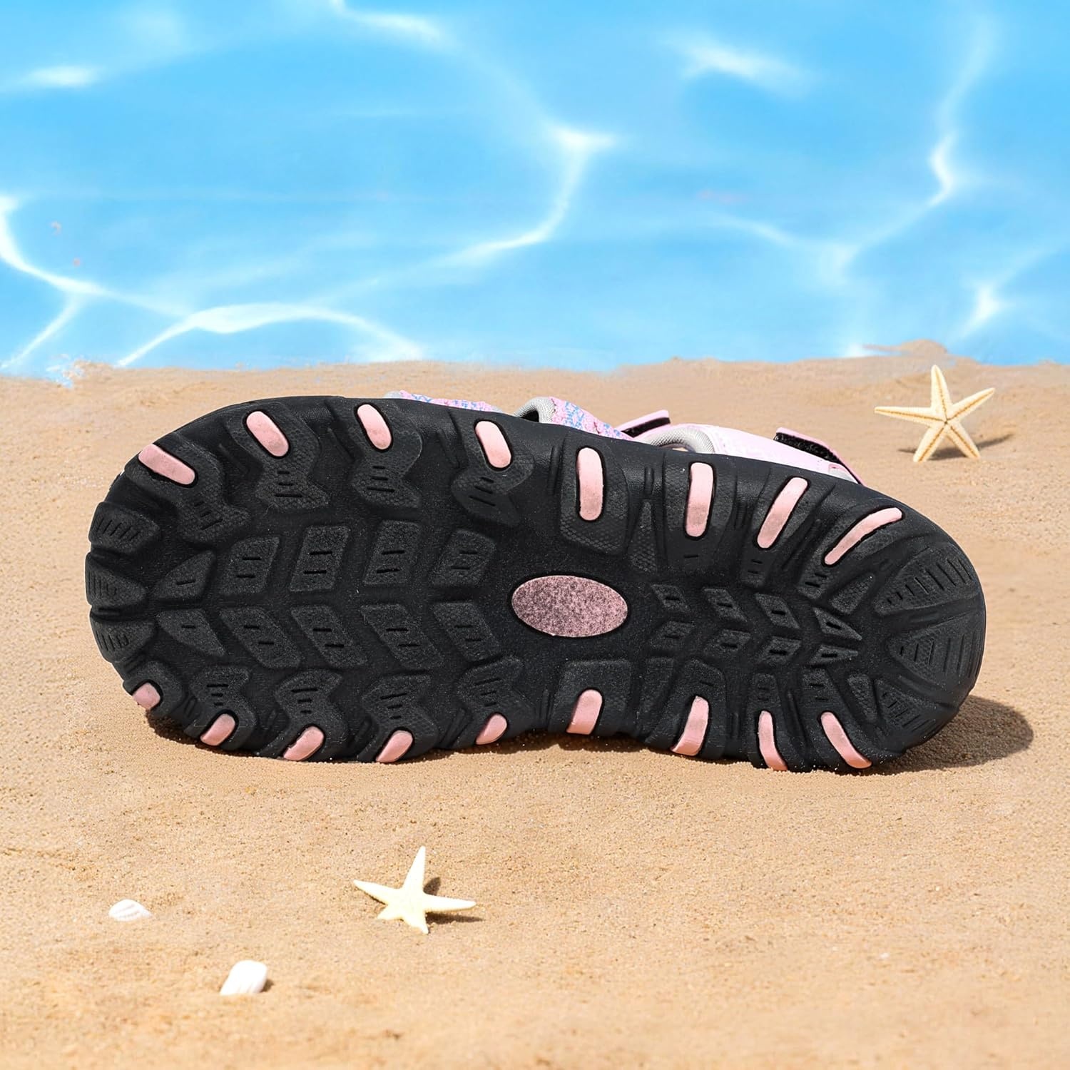 image:imageDREAM PAIRS Boys Girls Summer Outdoor Athletic Sport Sandals Hiking Beach Casual Water Closed Toe Adjustable Multicolor for ToddlerLittleBig KidsPinkGreyBlue
