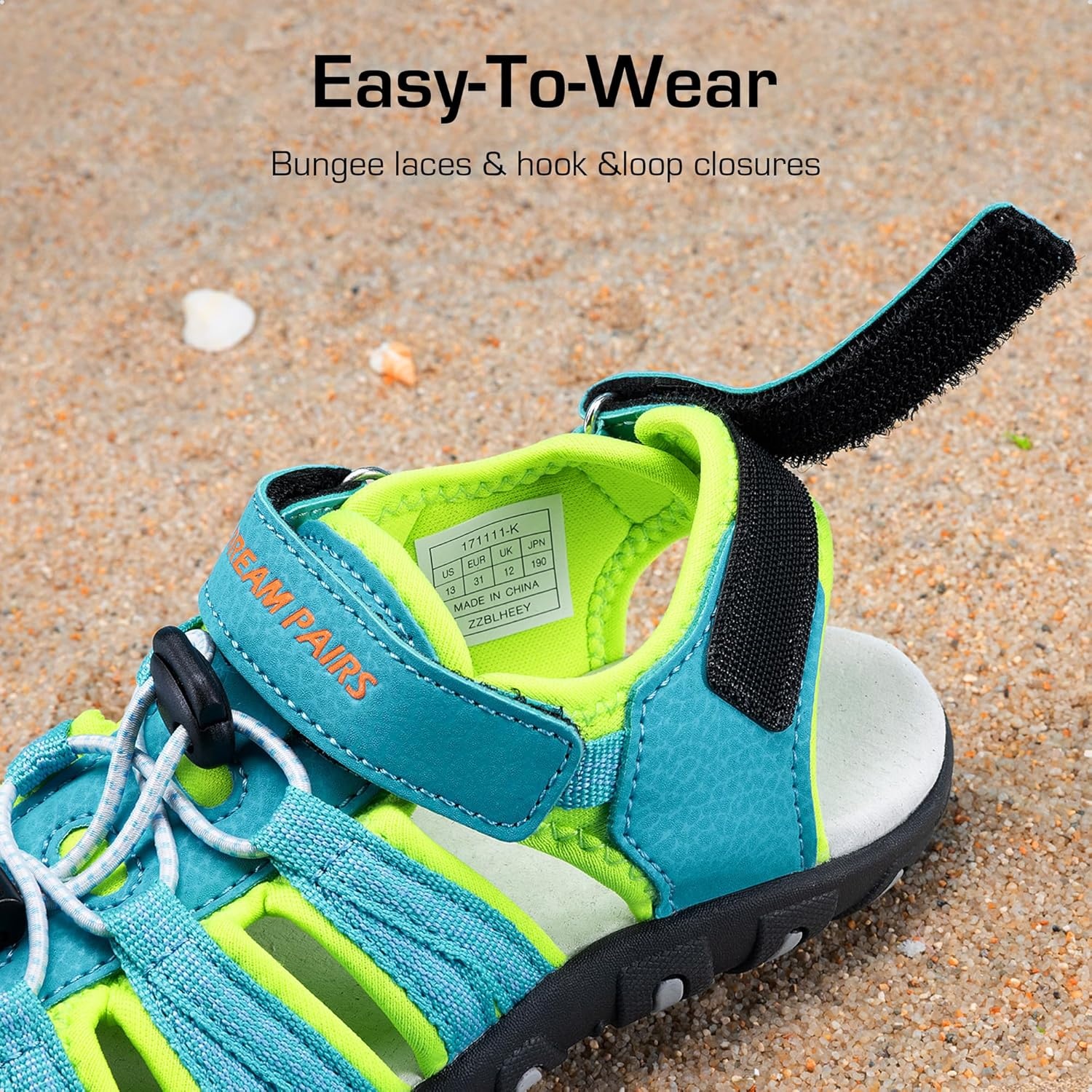image:imageDREAM PAIRS Boys Girls Summer Outdoor Athletic Sport Sandals Hiking Beach Casual Water Closed Toe Adjustable Multicolor for ToddlerLittleBig KidsRainbowBlue