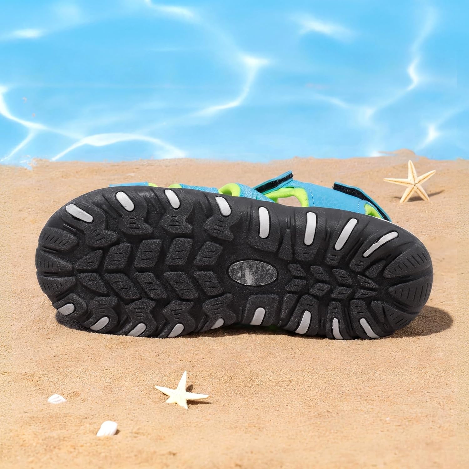 image:imageDREAM PAIRS Boys Girls Summer Outdoor Athletic Sport Sandals Hiking Beach Casual Water Closed Toe Adjustable Multicolor for ToddlerLittleBig KidsRainbowBlue