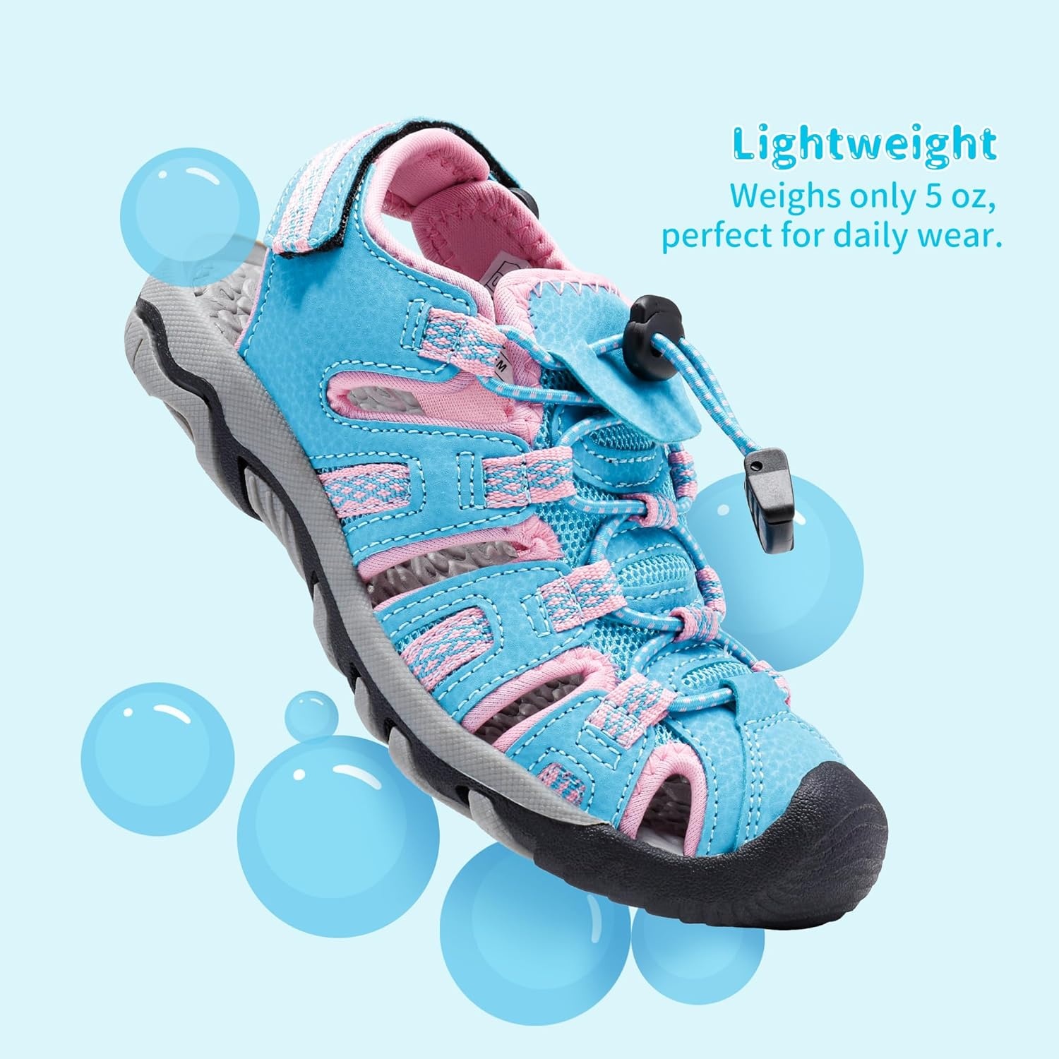 image:imageDREAM PAIRS Boys Girls Summer Outdoor Athletic Sport Sandals Walking Water Hiking Hook and Loop Adjustable Multicolor for ToddlerLittleBig KidsBabyBluePink