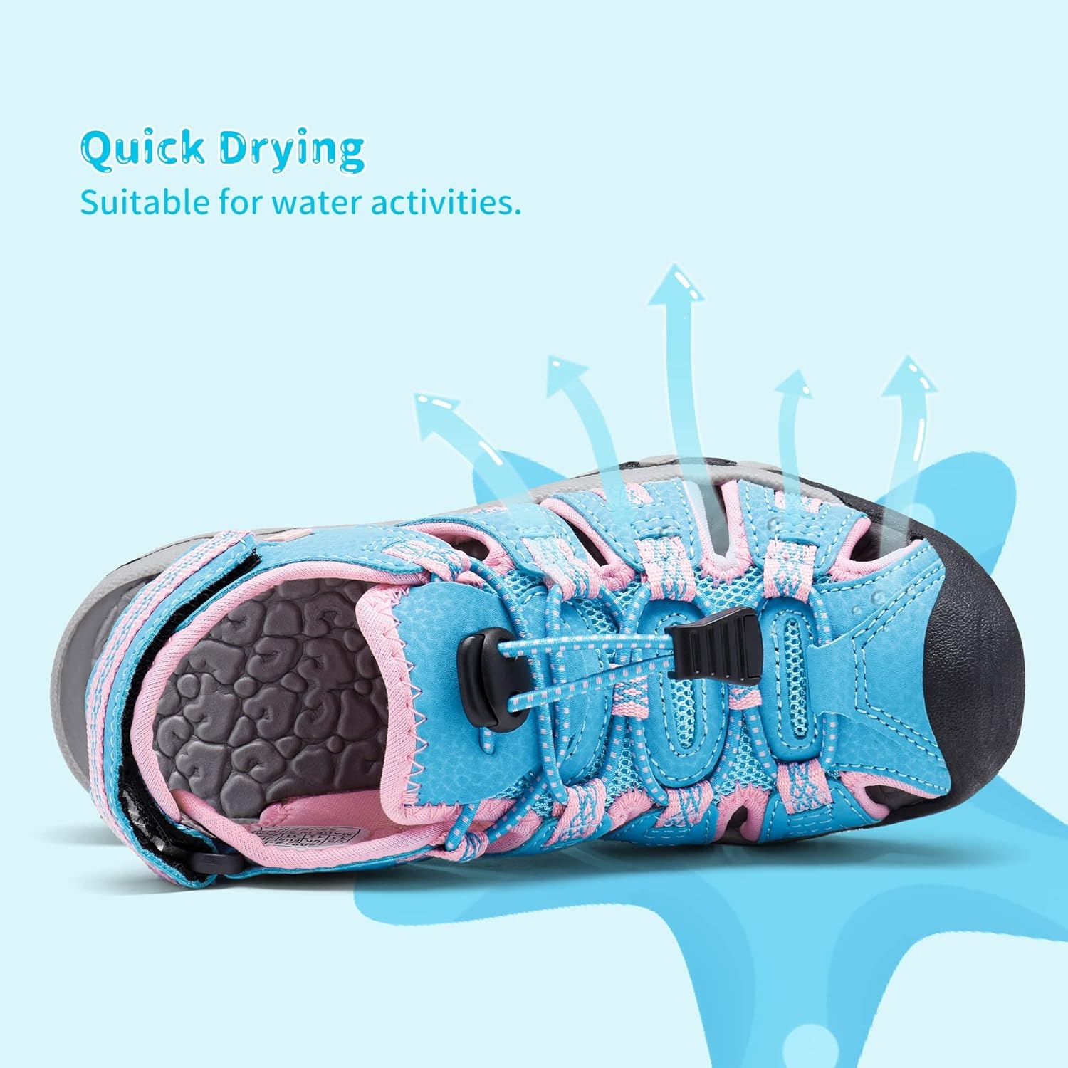 image:imageDREAM PAIRS Boys Girls Summer Outdoor Athletic Sport Sandals Walking Water Hiking Hook and Loop Adjustable Multicolor for ToddlerLittleBig KidsBabyBluePink