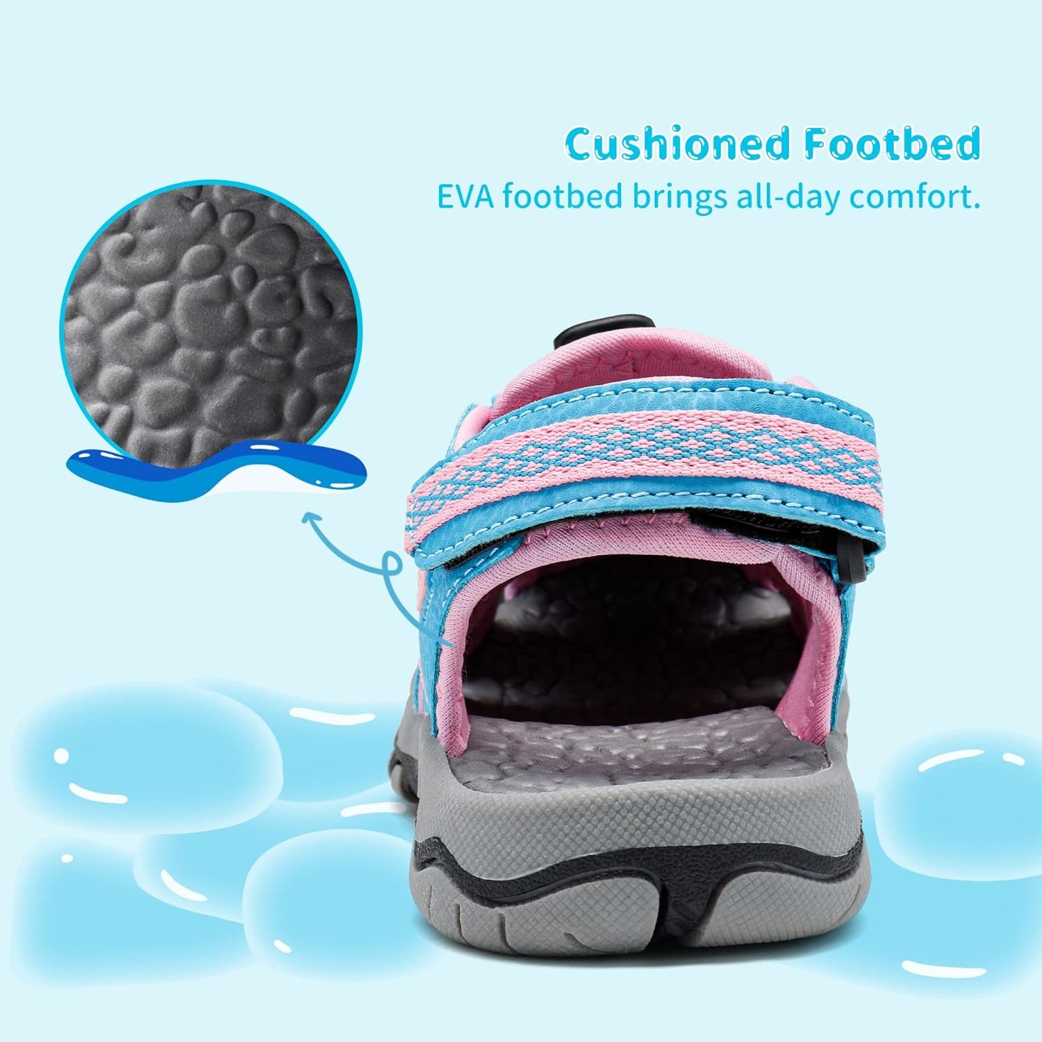 image:imageDREAM PAIRS Boys Girls Summer Outdoor Athletic Sport Sandals Walking Water Hiking Hook and Loop Adjustable Multicolor for ToddlerLittleBig KidsBabyBluePink