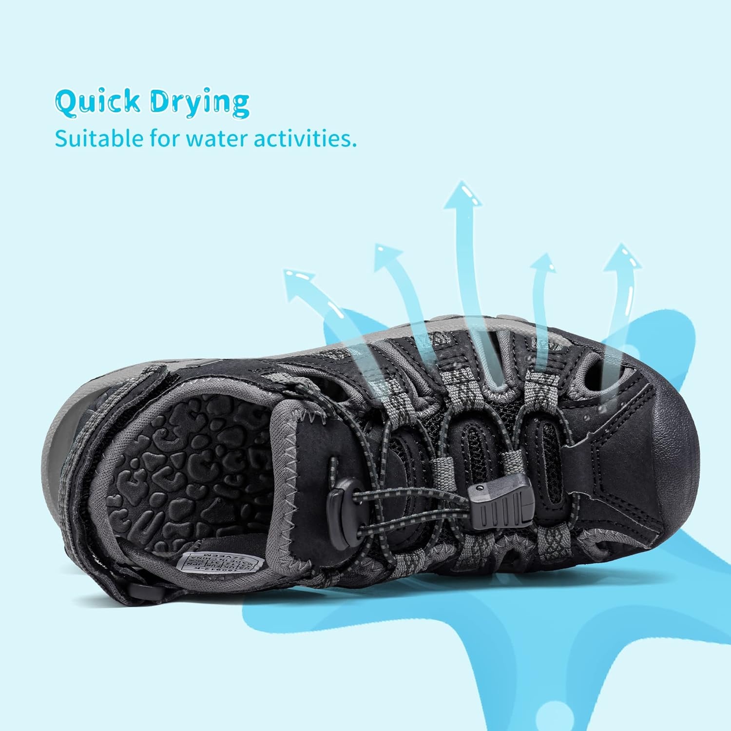 image:imageDREAM PAIRS Boys Girls Summer Outdoor Athletic Sport Sandals Walking Water Hiking Hook and Loop Adjustable Multicolor for ToddlerLittleBig KidsBlackDarkGrey