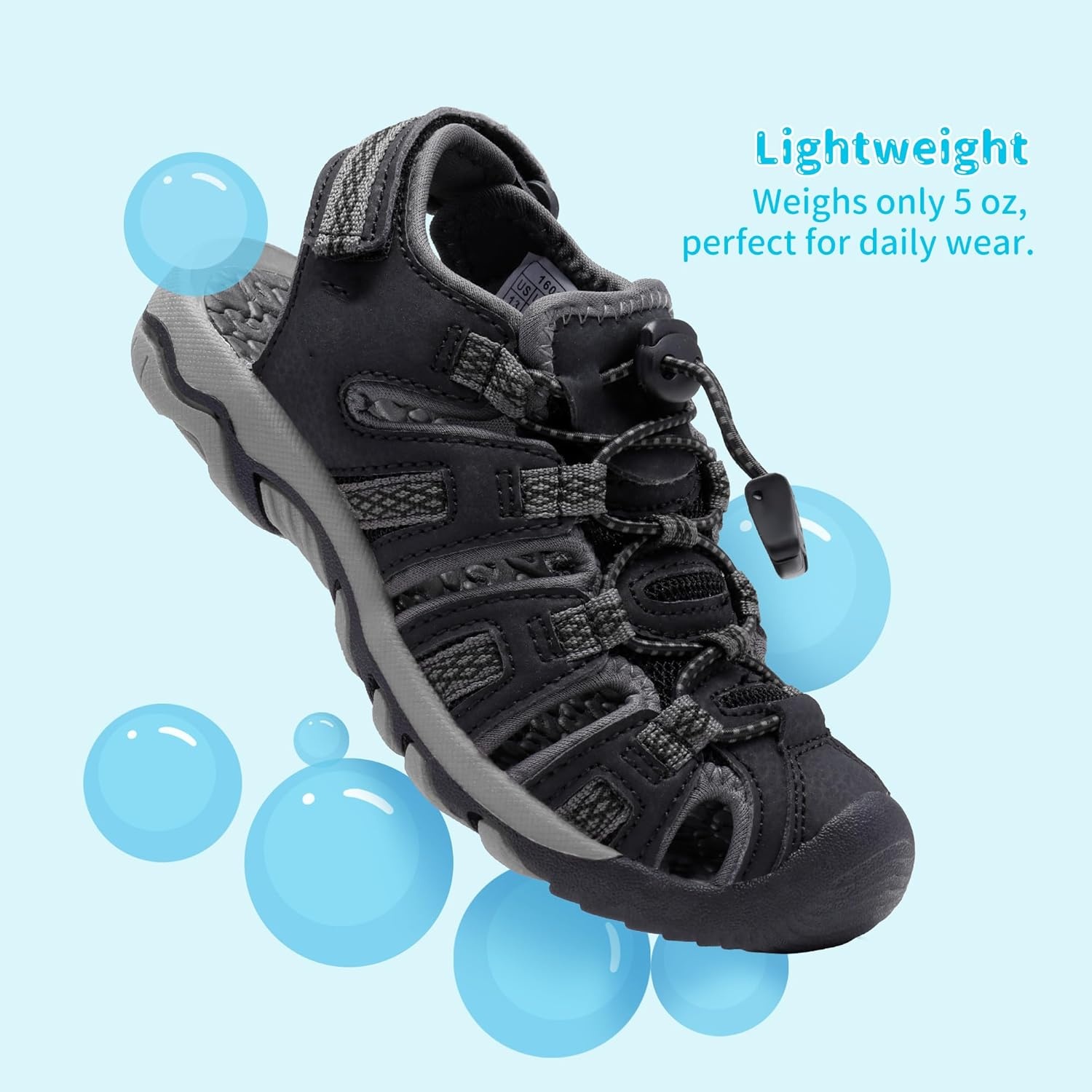 image:imageDREAM PAIRS Boys Girls Summer Outdoor Athletic Sport Sandals Walking Water Hiking Hook and Loop Adjustable Multicolor for ToddlerLittleBig KidsBlackDarkGrey