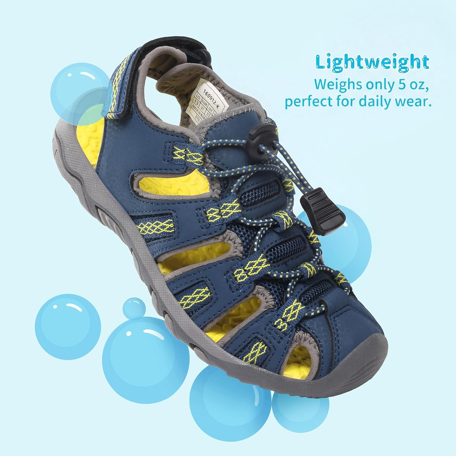 image:imageDREAM PAIRS Boys Girls Summer Outdoor Athletic Sport Sandals Walking Water Hiking Hook and Loop Adjustable Multicolor for ToddlerLittleBig KidsDark Blue