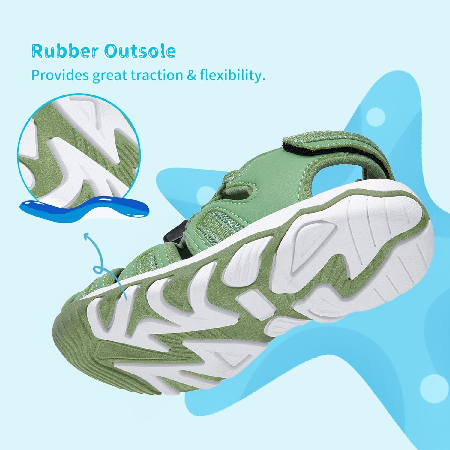 image:imageDREAM PAIRS Boys Girls Summer Outdoor Athletic Sport Sandals Walking Water Hiking Hook and Loop Adjustable Multicolor for ToddlerLittleBig KidsGreen