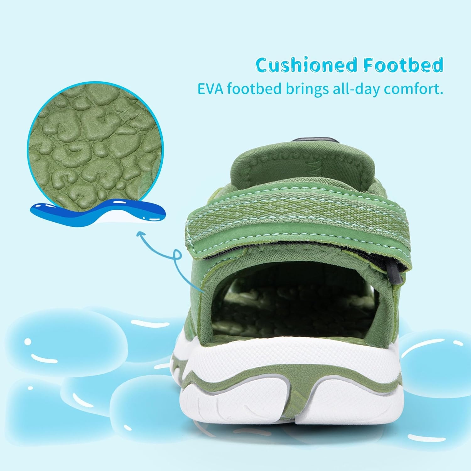 image:imageDREAM PAIRS Boys Girls Summer Outdoor Athletic Sport Sandals Walking Water Hiking Hook and Loop Adjustable Multicolor for ToddlerLittleBig KidsGreen