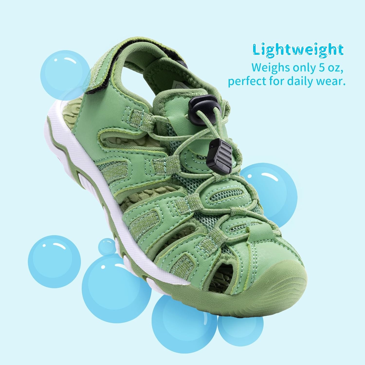 image:imageDREAM PAIRS Boys Girls Summer Outdoor Athletic Sport Sandals Walking Water Hiking Hook and Loop Adjustable Multicolor for ToddlerLittleBig KidsGreen