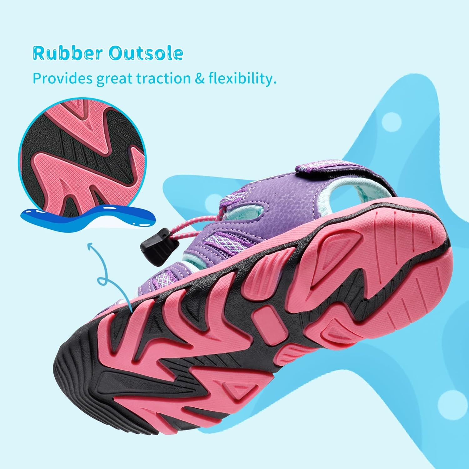 image:imageDREAM PAIRS Boys Girls Summer Outdoor Athletic Sport Sandals Walking Water Hiking Hook and Loop Adjustable Multicolor for ToddlerLittleBig KidsLavenderBabyBlue