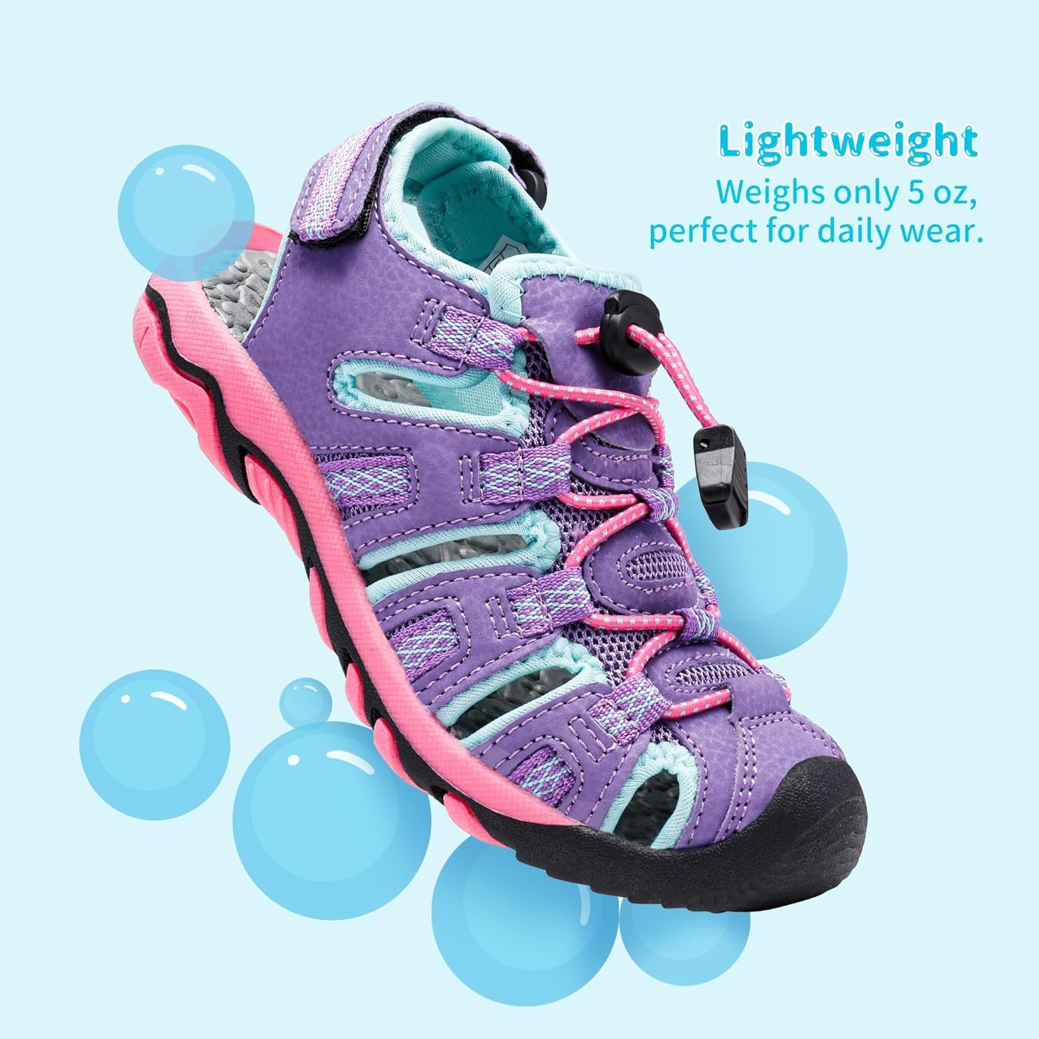 image:imageDREAM PAIRS Boys Girls Summer Outdoor Athletic Sport Sandals Walking Water Hiking Hook and Loop Adjustable Multicolor for ToddlerLittleBig KidsLavenderBabyBlue