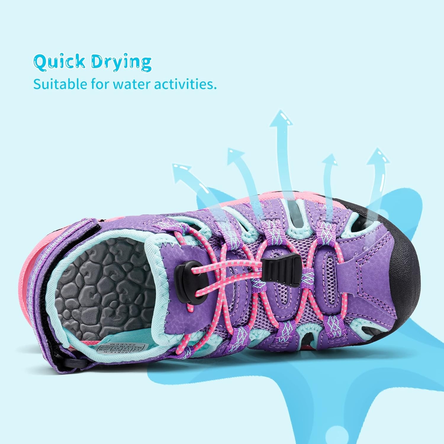 image:imageDREAM PAIRS Boys Girls Summer Outdoor Athletic Sport Sandals Walking Water Hiking Hook and Loop Adjustable Multicolor for ToddlerLittleBig KidsLavenderBabyBlue