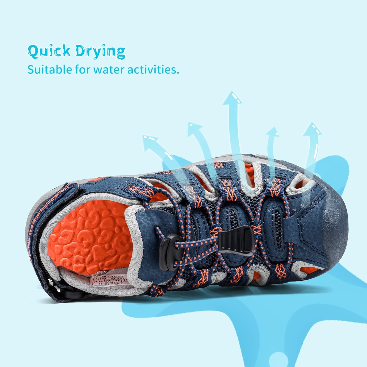 image:imageDREAM PAIRS Boys Girls Summer Outdoor Athletic Sport Sandals Walking Water Hiking Hook and Loop Adjustable Multicolor for ToddlerLittleBig KidsNavyOrange