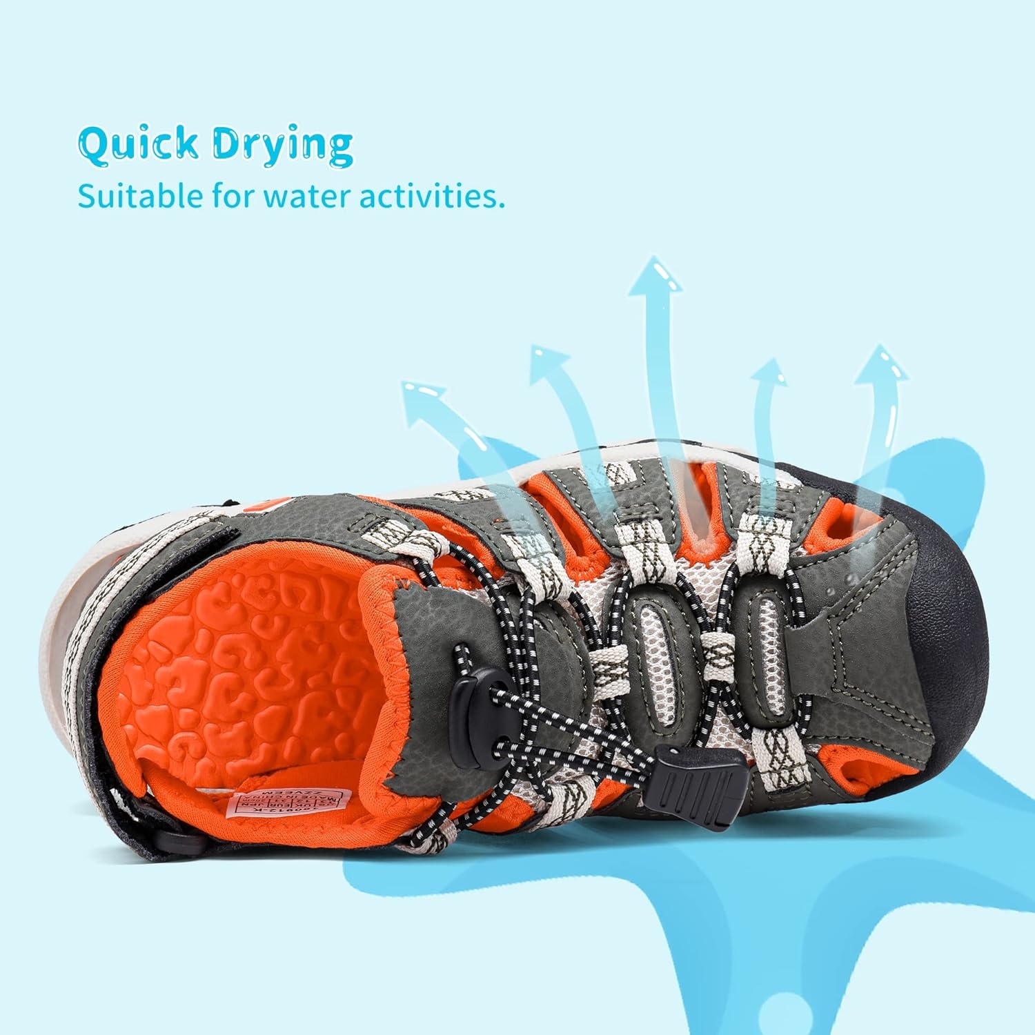 image:imageDREAM PAIRS Boys Girls Summer Outdoor Athletic Sport Sandals Walking Water Hiking Hook and Loop Adjustable Multicolor for ToddlerLittleBig KidsOliveGreenOrange