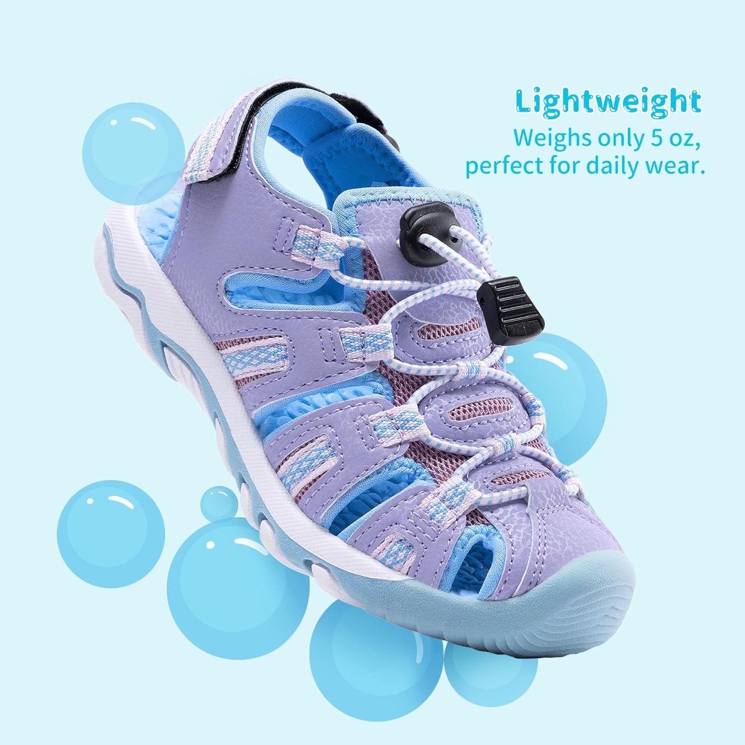 image:imageDREAM PAIRS Boys Girls Summer Outdoor Athletic Sport Sandals Walking Water Hiking Hook and Loop Adjustable Multicolor for ToddlerLittleBig KidsPurple
