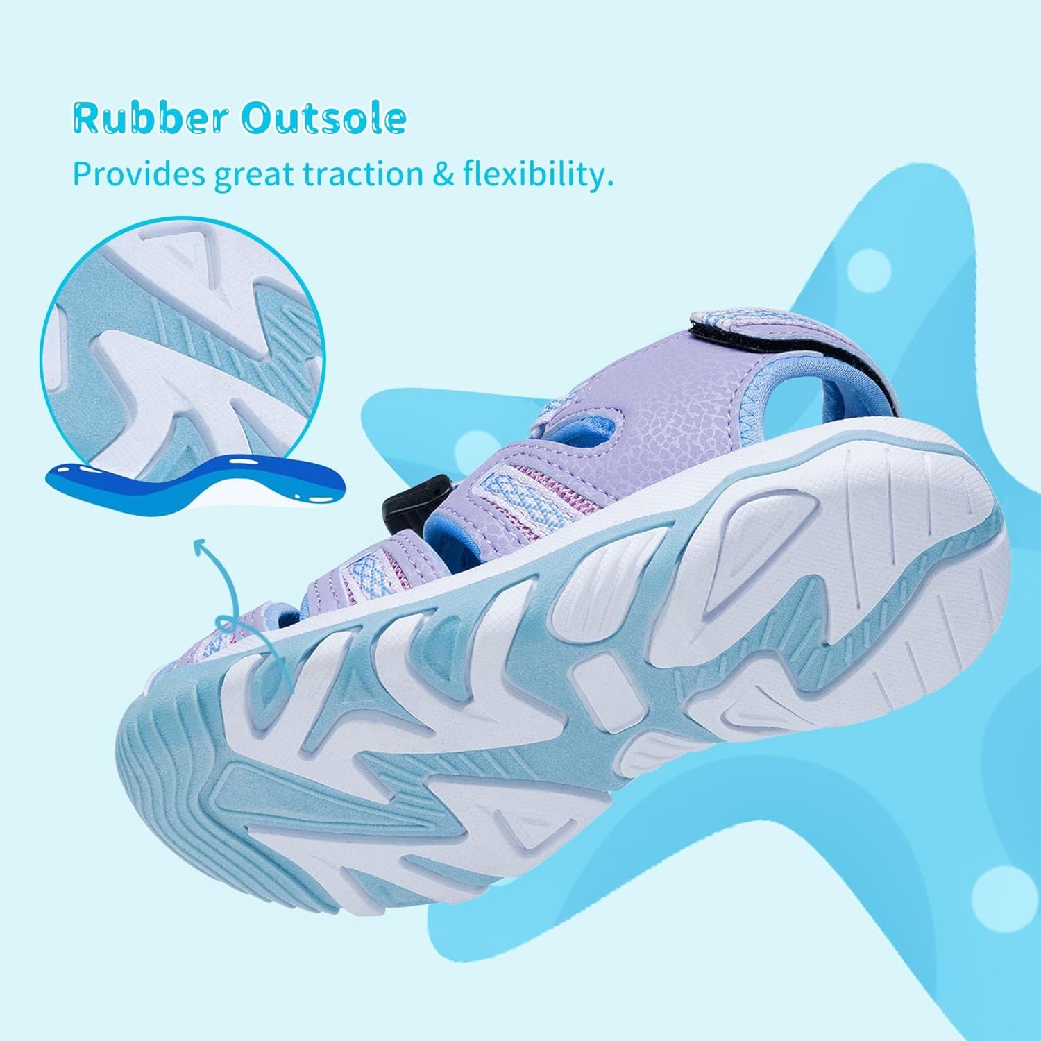 image:imageDREAM PAIRS Boys Girls Summer Outdoor Athletic Sport Sandals Walking Water Hiking Hook and Loop Adjustable Multicolor for ToddlerLittleBig KidsPurple