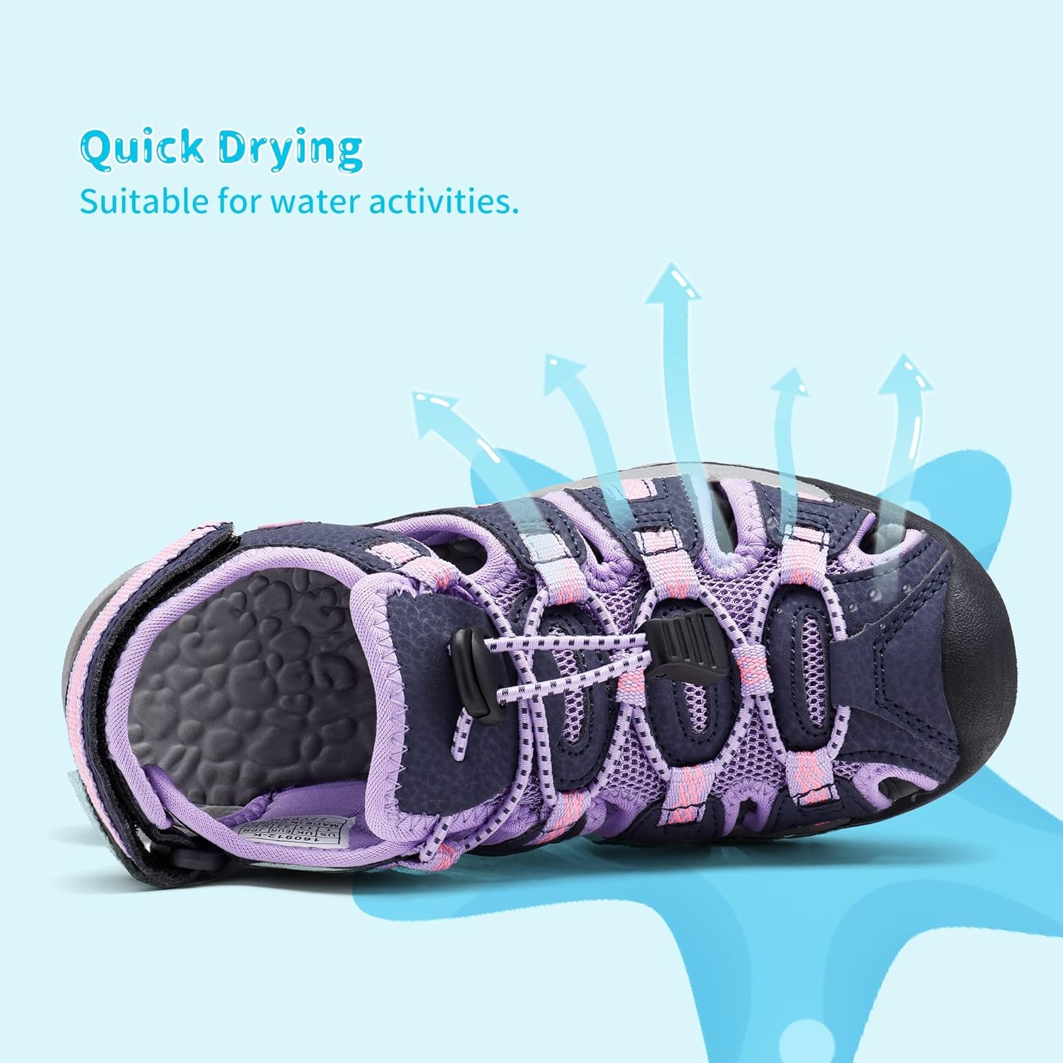 image:imageDREAM PAIRS Boys Girls Summer Outdoor Athletic Sport Sandals Walking Water Hiking Hook and Loop Adjustable Multicolor for ToddlerLittleBig KidsPurpleLightGrey