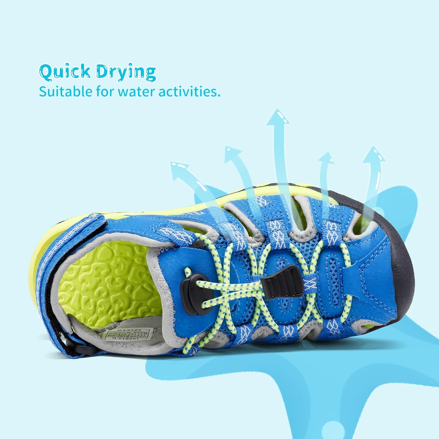 image:imageDREAM PAIRS Boys Girls Summer Outdoor Athletic Sport Sandals Walking Water Hiking Hook and Loop Adjustable Multicolor for ToddlerLittleBig KidsRoyalBlueNeonGreen