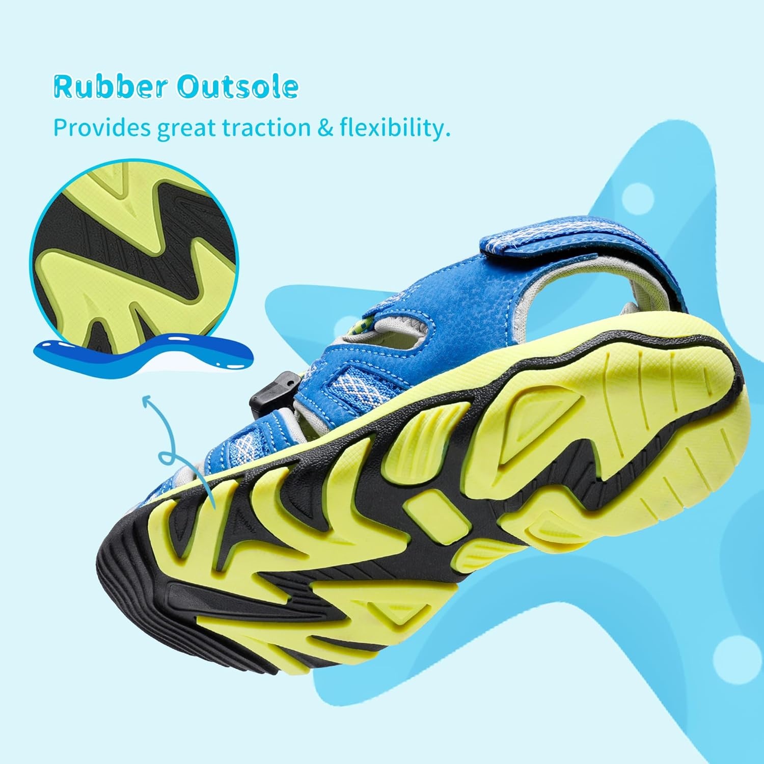 image:imageDREAM PAIRS Boys Girls Summer Outdoor Athletic Sport Sandals Walking Water Hiking Hook and Loop Adjustable Multicolor for ToddlerLittleBig KidsRoyalBlueNeonGreen