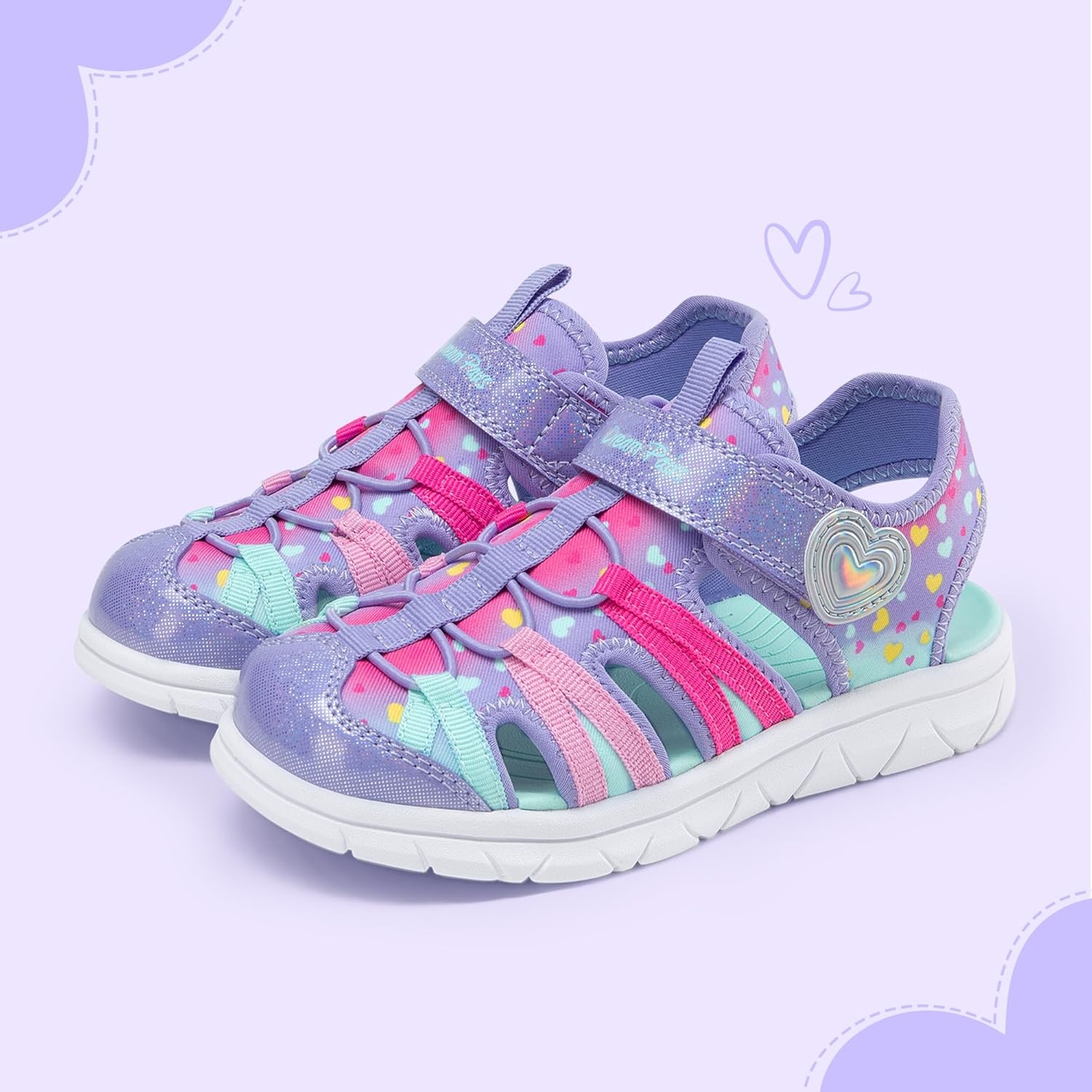 image:imageDREAM PAIRS Toddler Boys Girls Sport Sandals Cute Breathable Lightweight Outdoor Play Water Casual Closed Toe Hook and Loop for ToddlersLittleBig KidsPurple