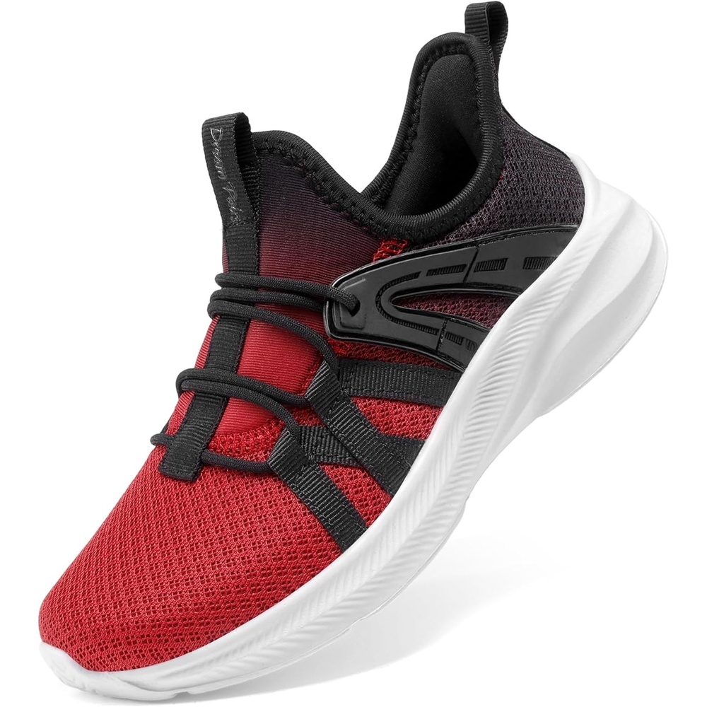 image:imageDREAM PAIRS Boys Girls Slip on Sneakers Kids Tennis Athletic Running Walking Breathable Lightweight School Gym ShoesRedBlack