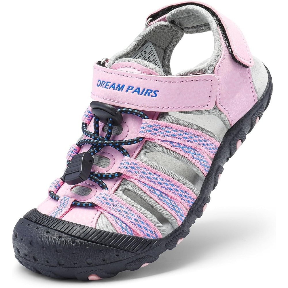 image:imageDREAM PAIRS Boys Girls Summer Outdoor Athletic Sport Sandals Hiking Beach Casual Water Closed Toe Adjustable Multicolor for ToddlerLittleBig KidsPinkGreyBlue