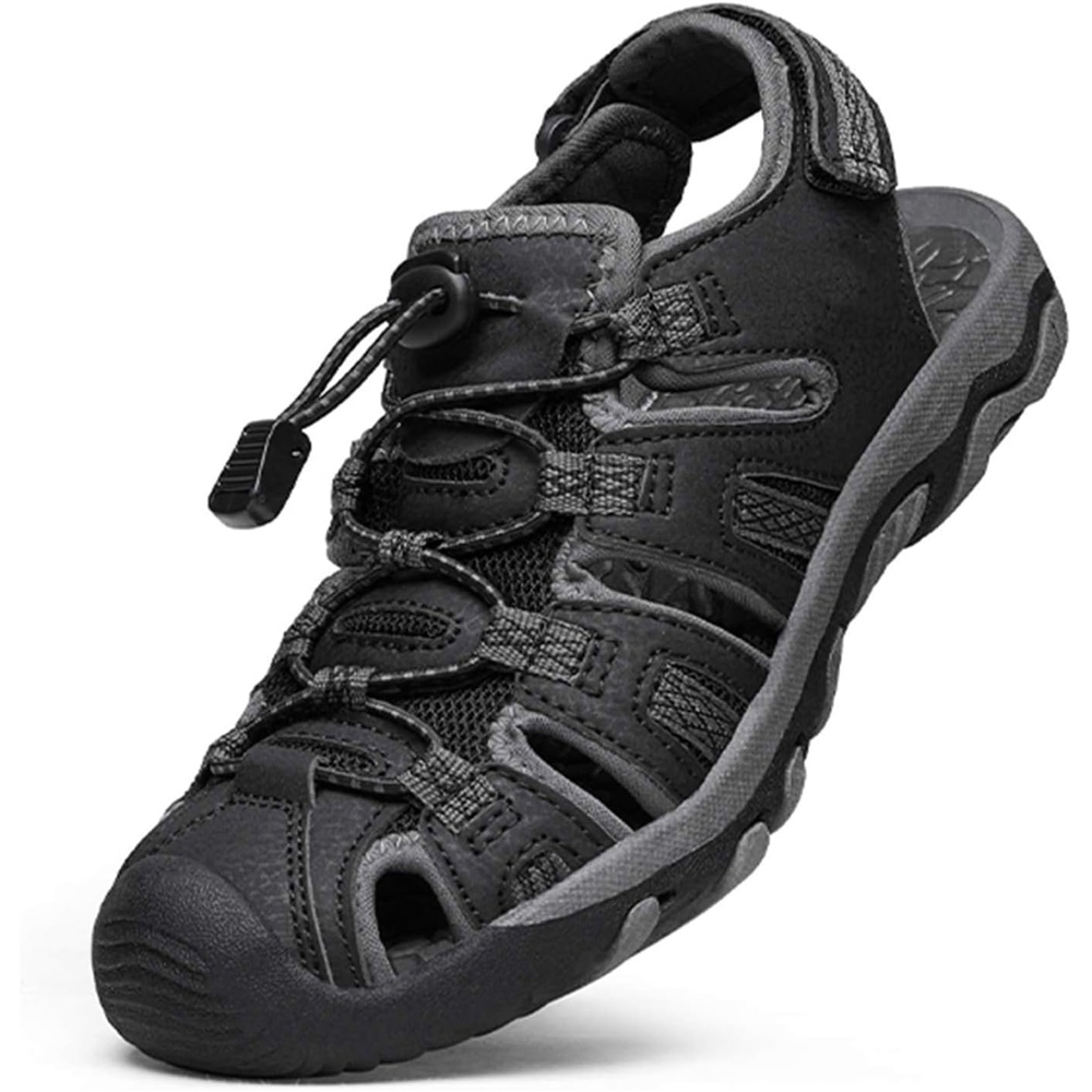 image:imageDREAM PAIRS Boys Girls Summer Outdoor Athletic Sport Sandals Walking Water Hiking Hook and Loop Adjustable Multicolor for ToddlerLittleBig KidsBlackDarkGrey