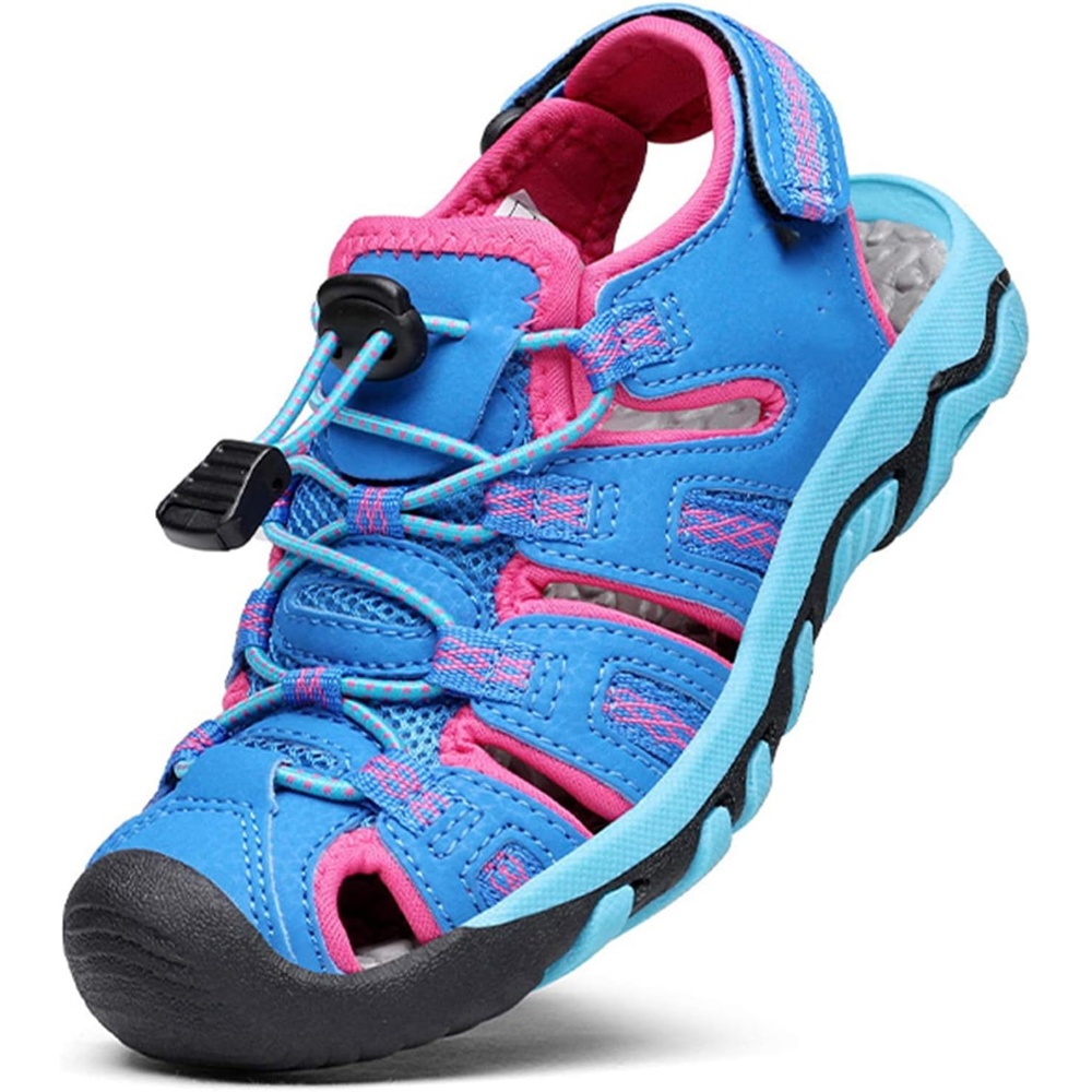 image:imageDREAM PAIRS Boys Girls Summer Outdoor Athletic Sport Sandals Walking Water Hiking Hook and Loop Adjustable Multicolor for ToddlerLittleBig KidsNavyFuchsiaMint