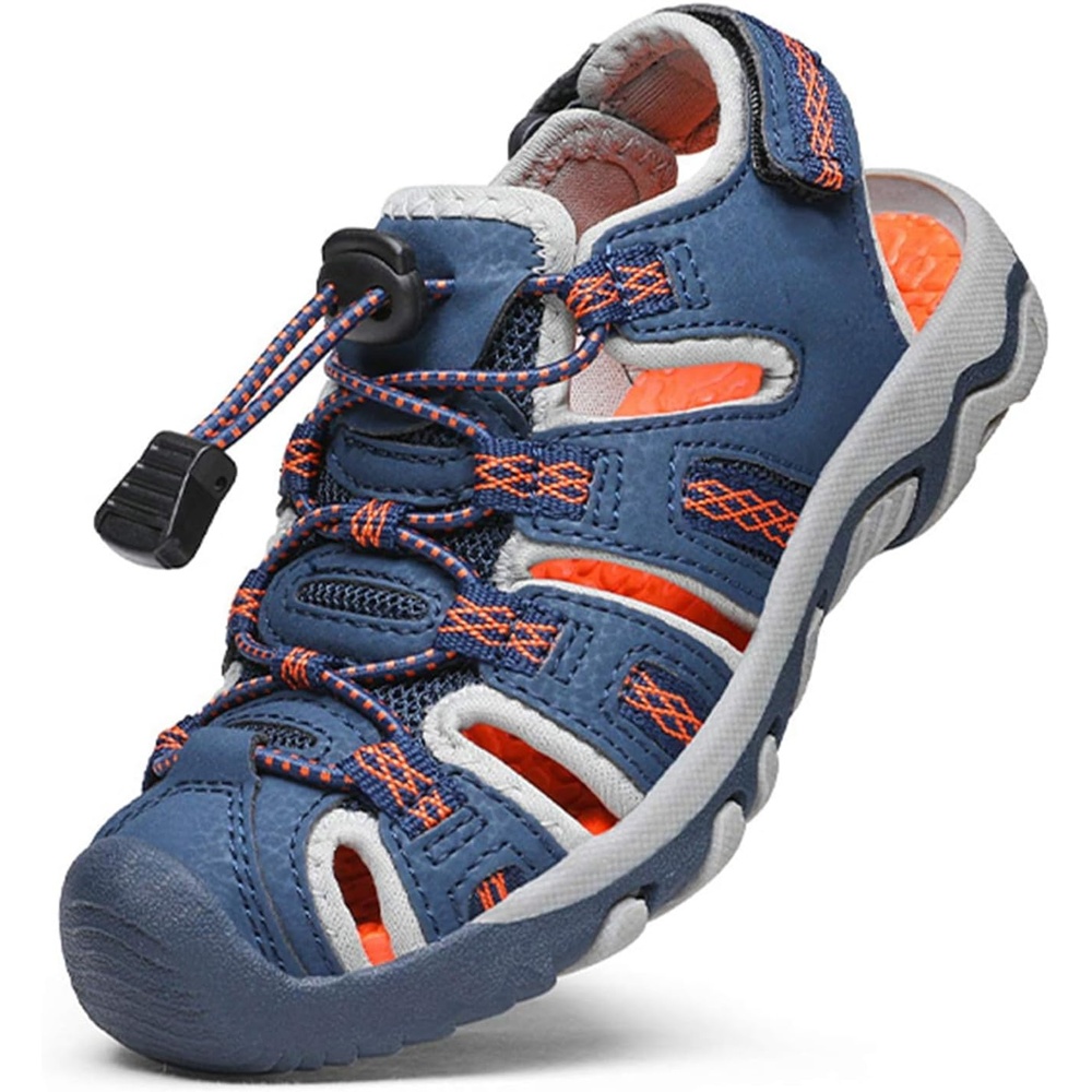 image:imageDREAM PAIRS Boys Girls Summer Outdoor Athletic Sport Sandals Walking Water Hiking Hook and Loop Adjustable Multicolor for ToddlerLittleBig KidsNavyOrange